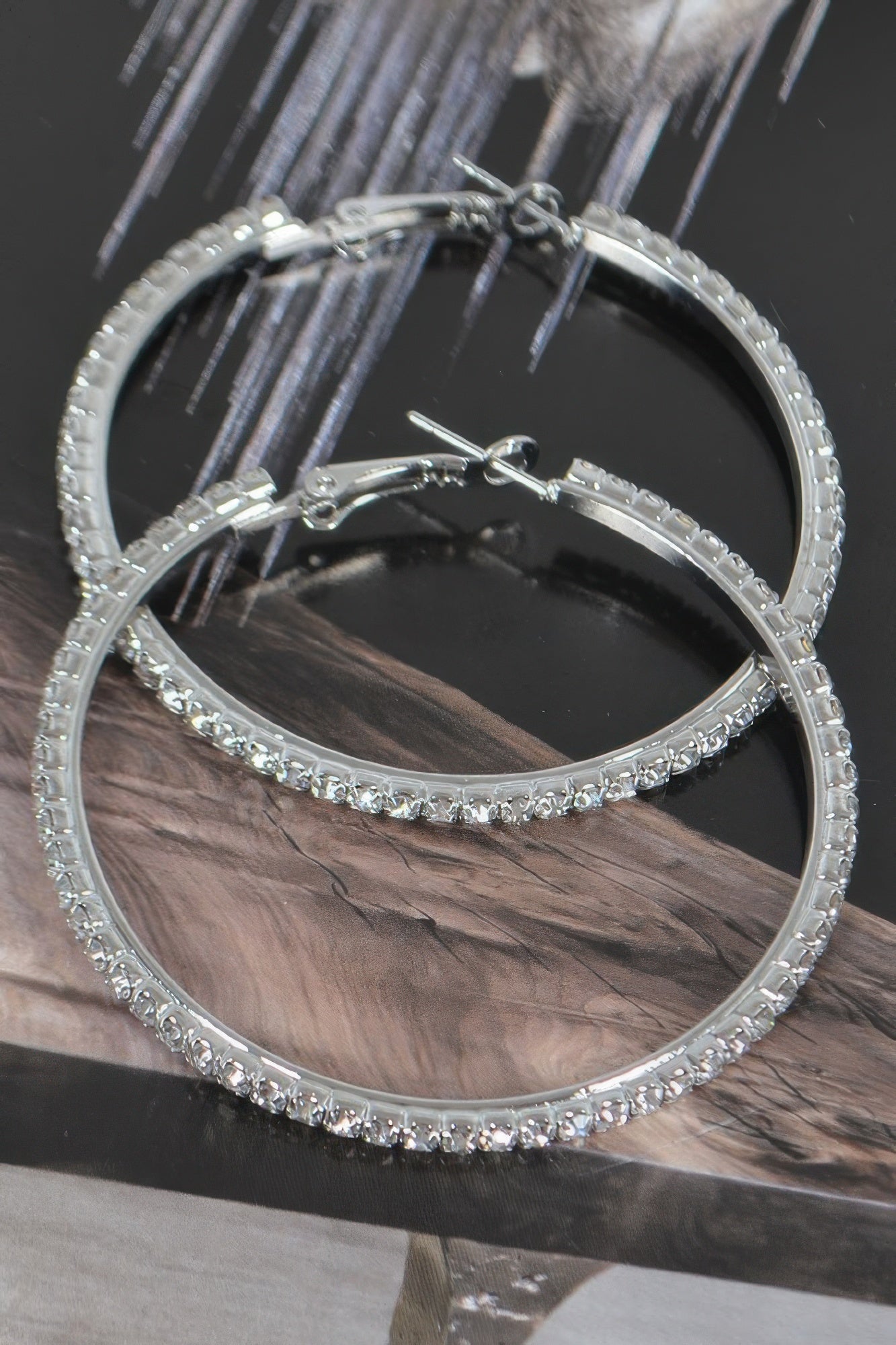 5cm Double Rhinestone Hoop Earrings | Mixtshop LLC