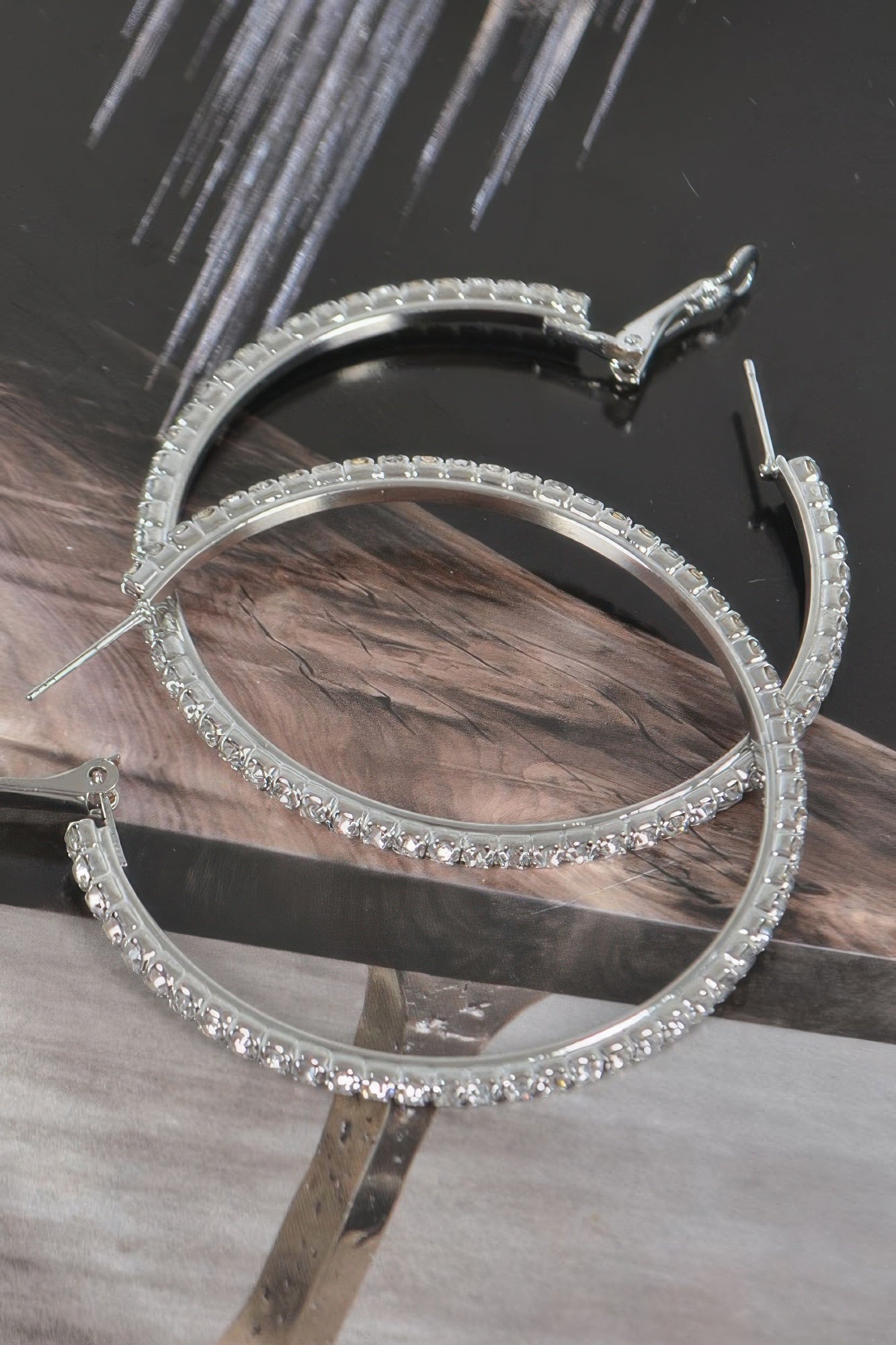 5cm Double Rhinestone Hoop Earrings Secondary image