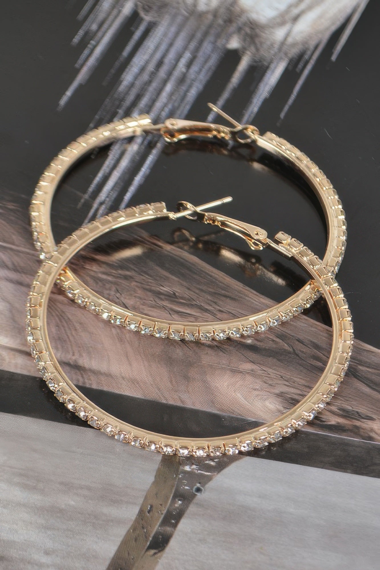 5cm Double Rhinestone Hoop Earrings | Mixtshop LLC