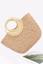 Faux Straw Bamboo Handle Tote Bag | Mixtshop LLC