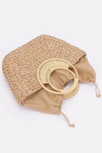 Faux Straw Bamboo Handle Tote Bag | Mixtshop LLC