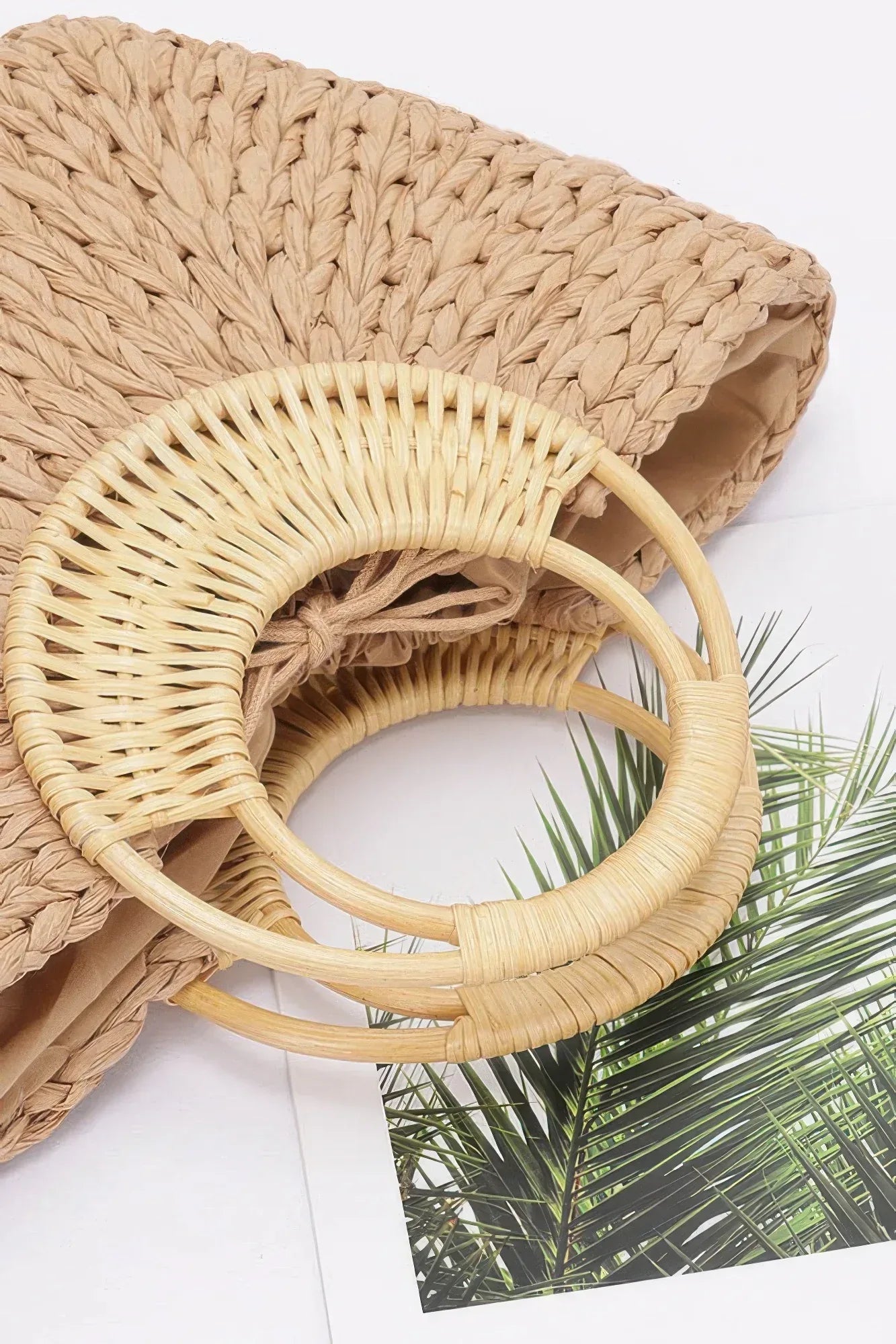 Faux Straw Bamboo Handle Tote Bag | Mixtshop LLC