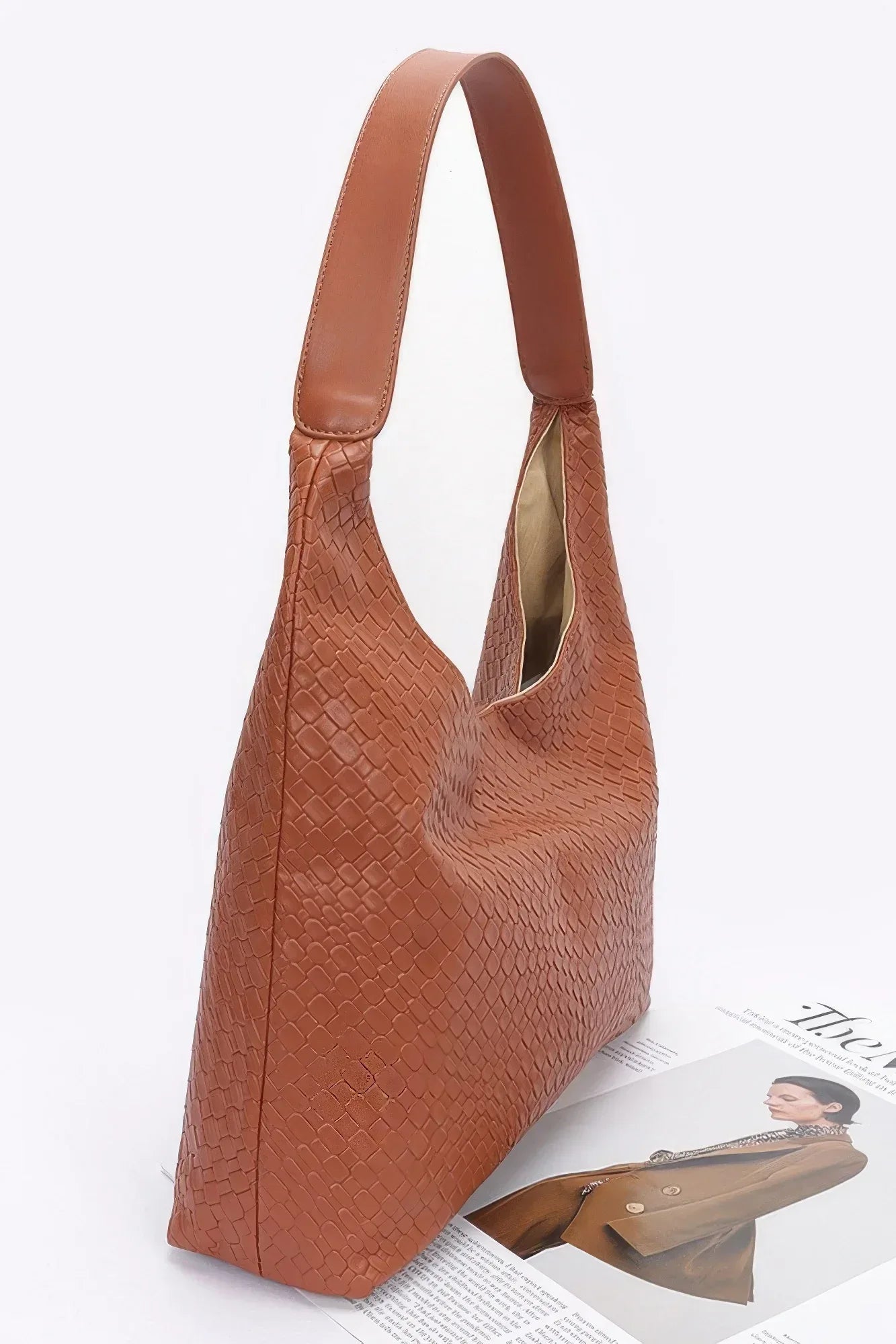 Embossed Faux Leather Shoulder Bag Secondary image