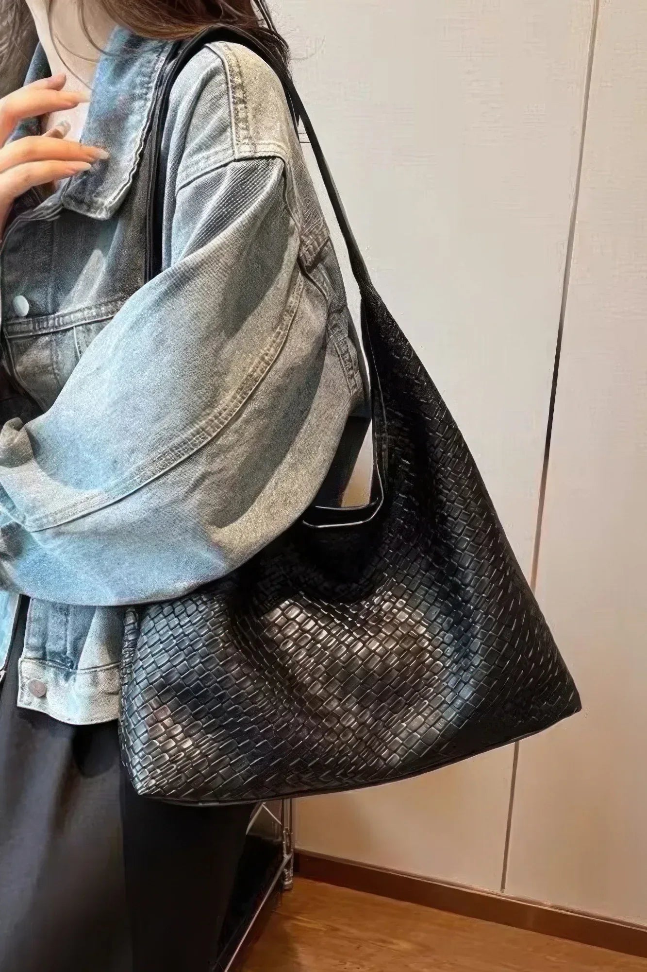 Embossed Faux Leather Shoulder Bag | Mixtshop LLC