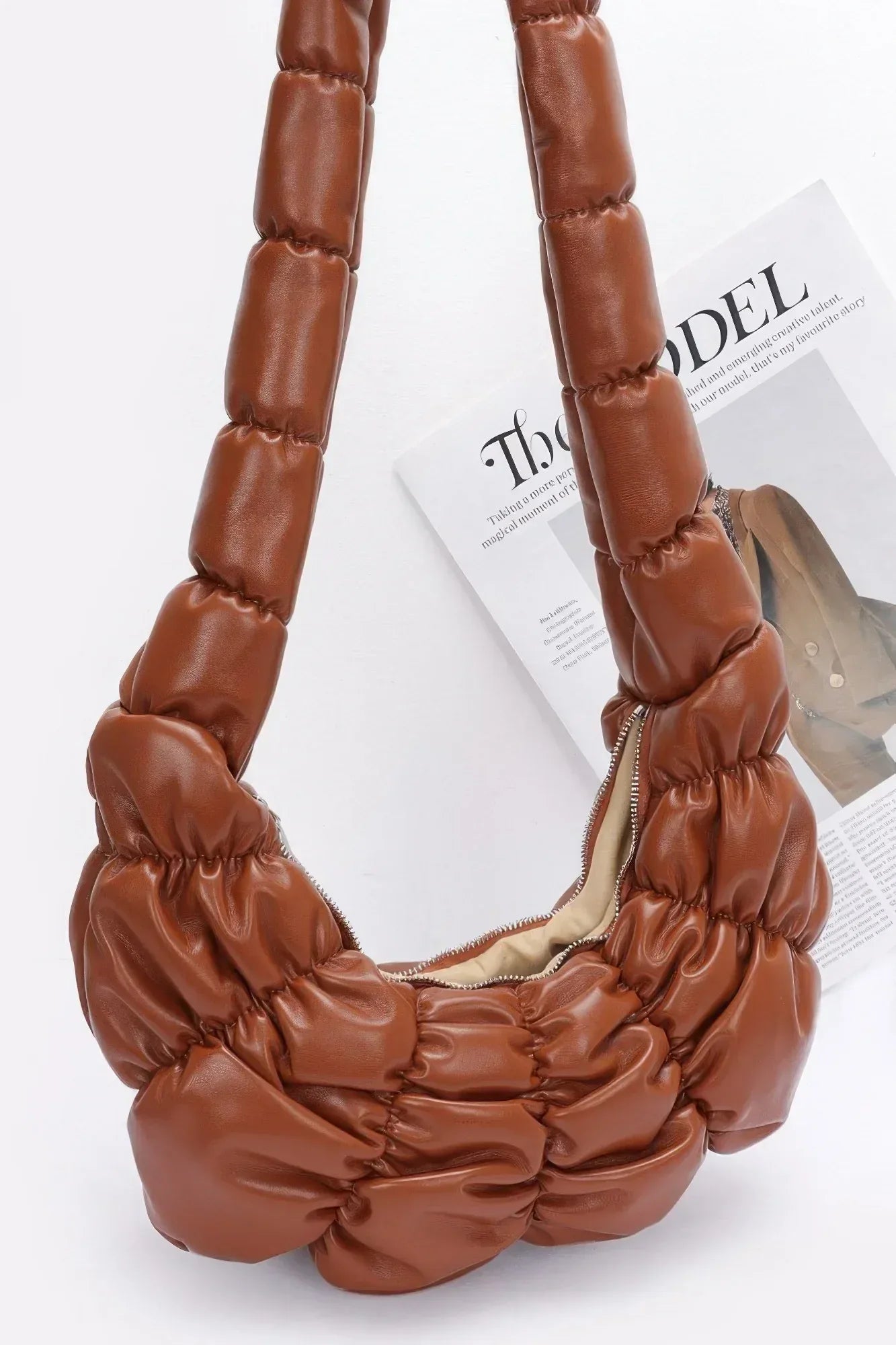 Pleated Faux Leather Crossbody Bag Secondary image