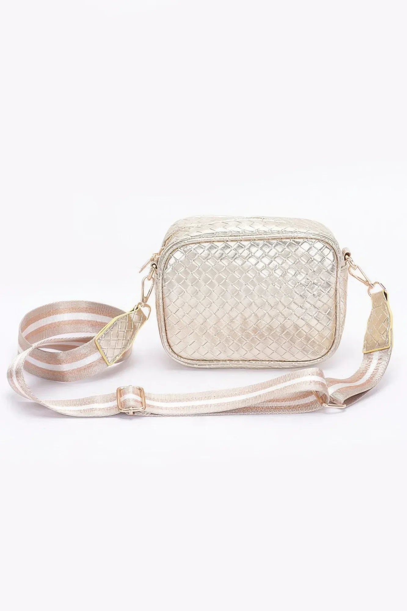 Metallic Embossed Faux Leather Camera Bag W/strap | Mixtshop LLC Main image