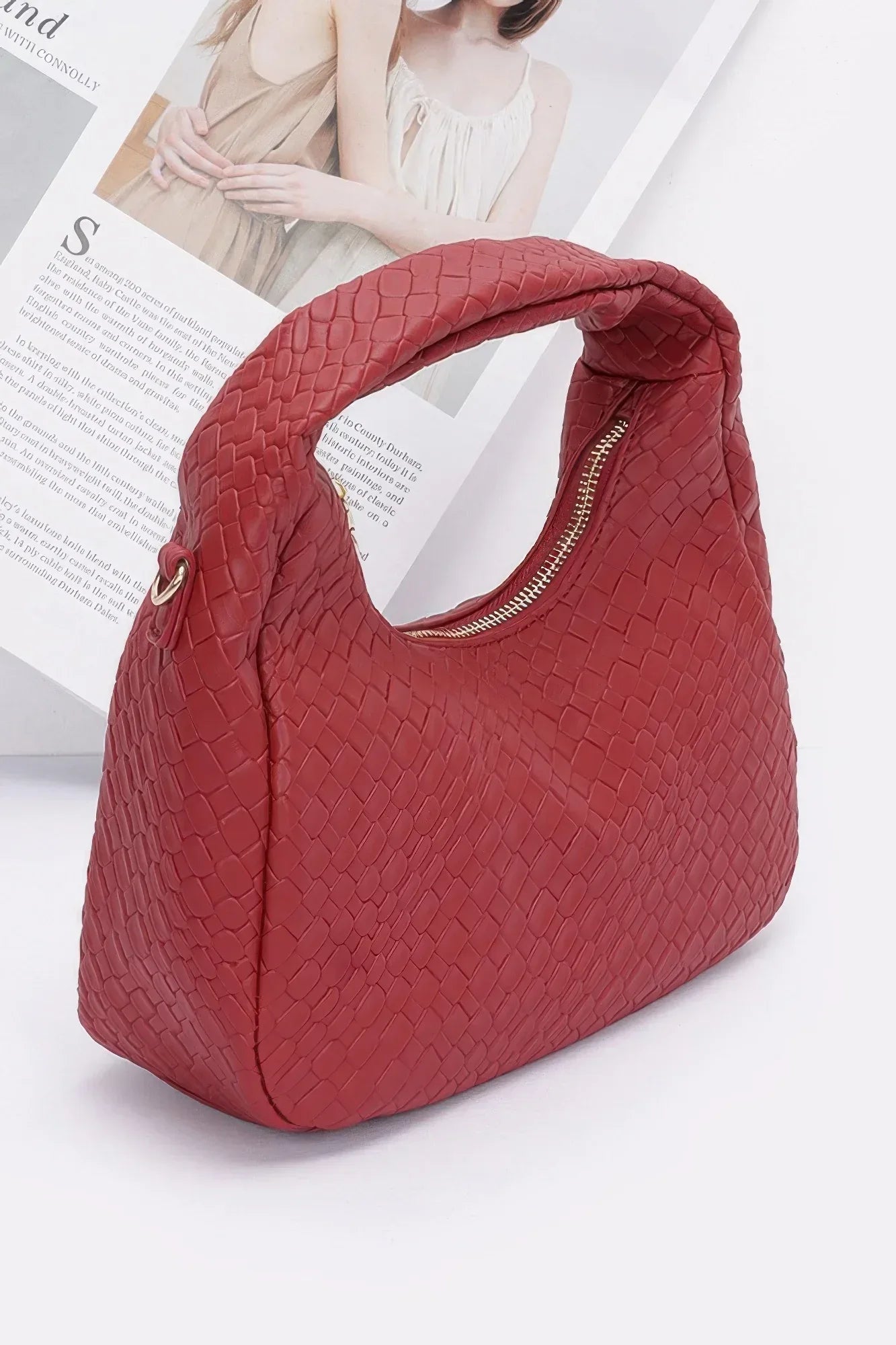Embossed Faux Leather Hobo Bag Secondary image