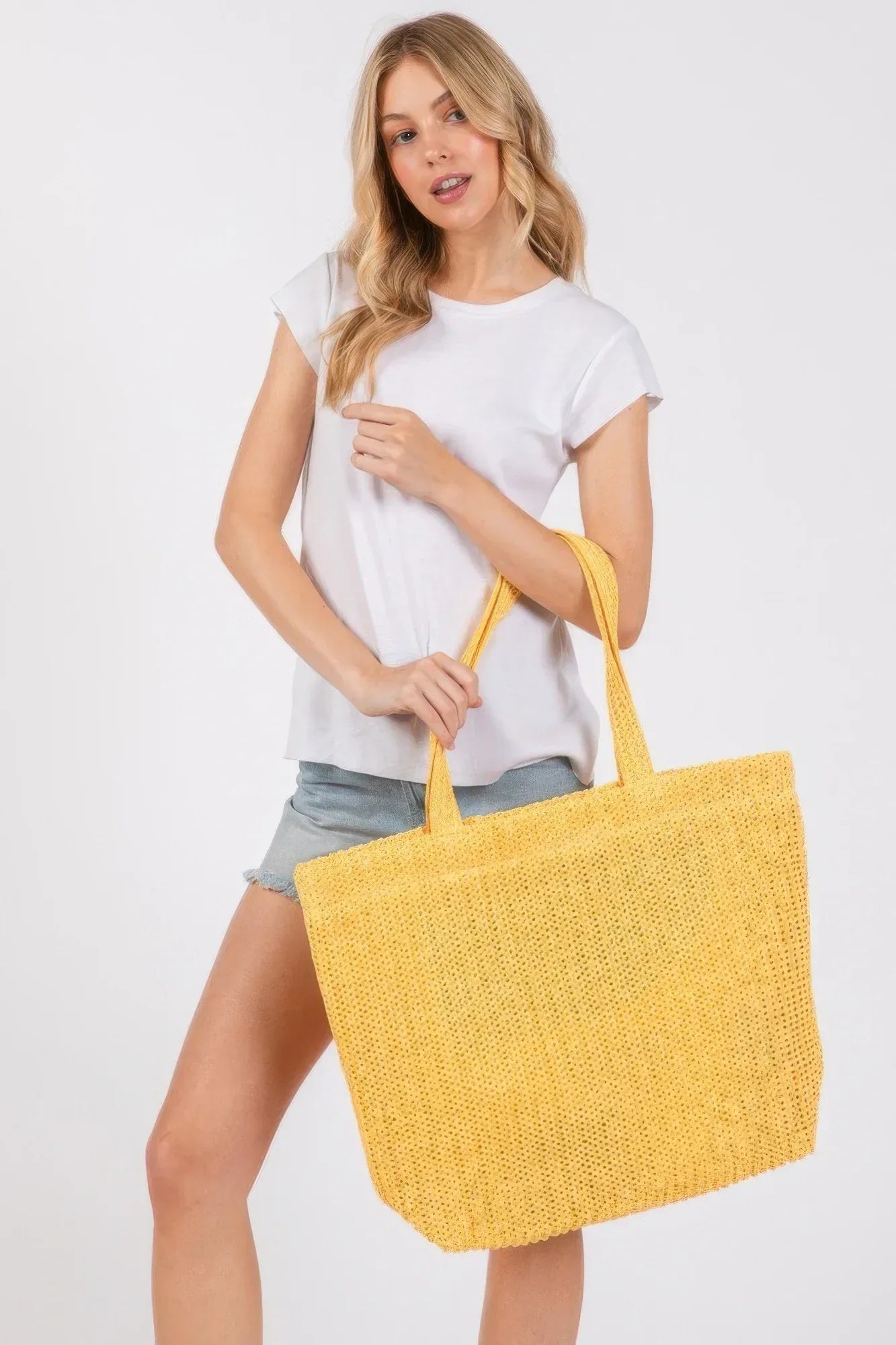 Solid Crochet Straw Bag | Mixtshop LLC