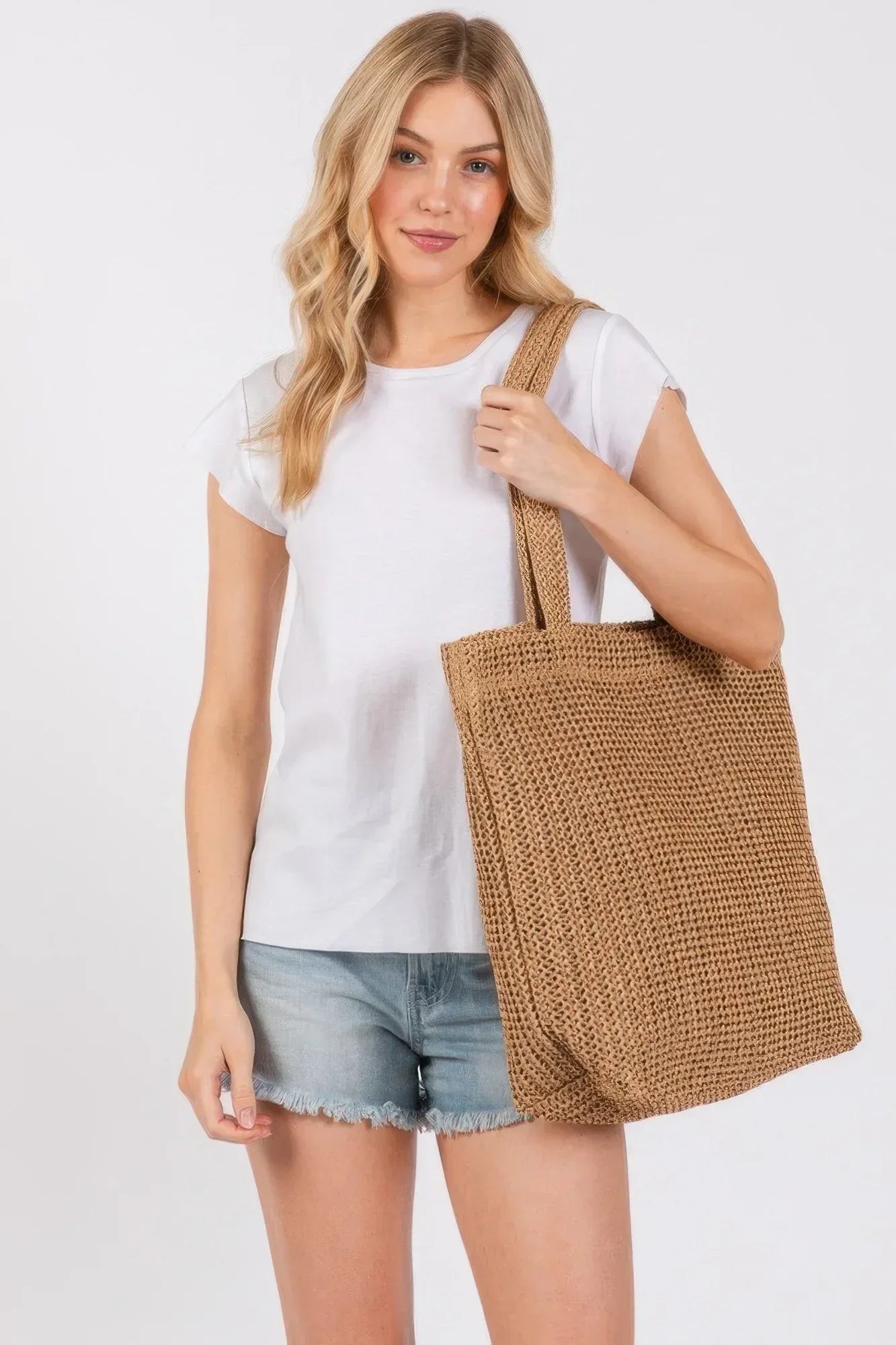Solid Crochet Straw Bag | Mixtshop LLC