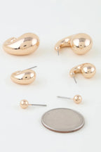 Triple Shiny Hoop N Bead Earrings Set | Mixtshop LLC