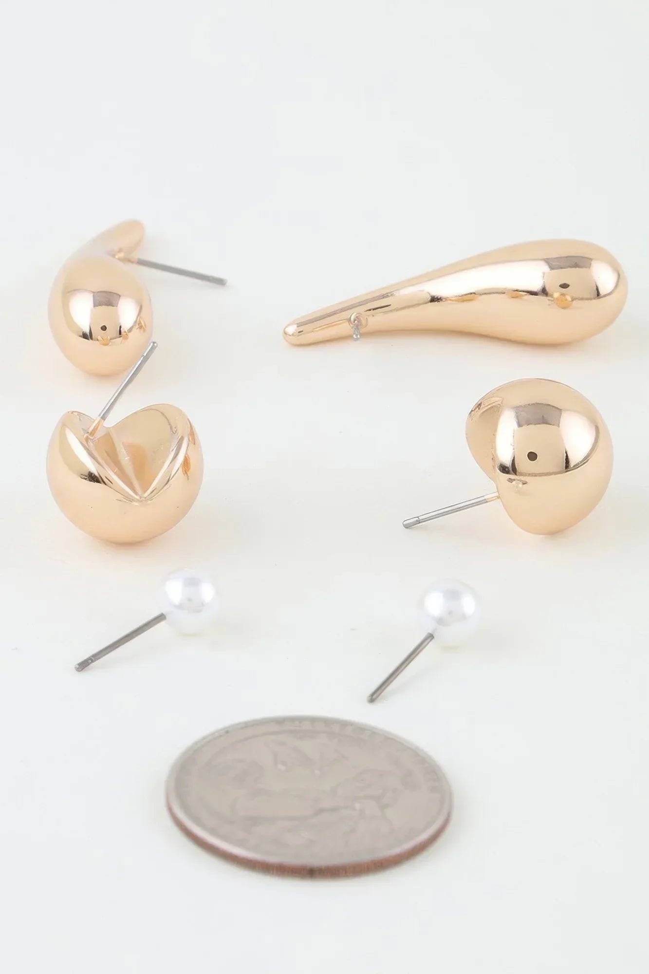 Multi Teardrop N Pearl Earrings Set Secondary image