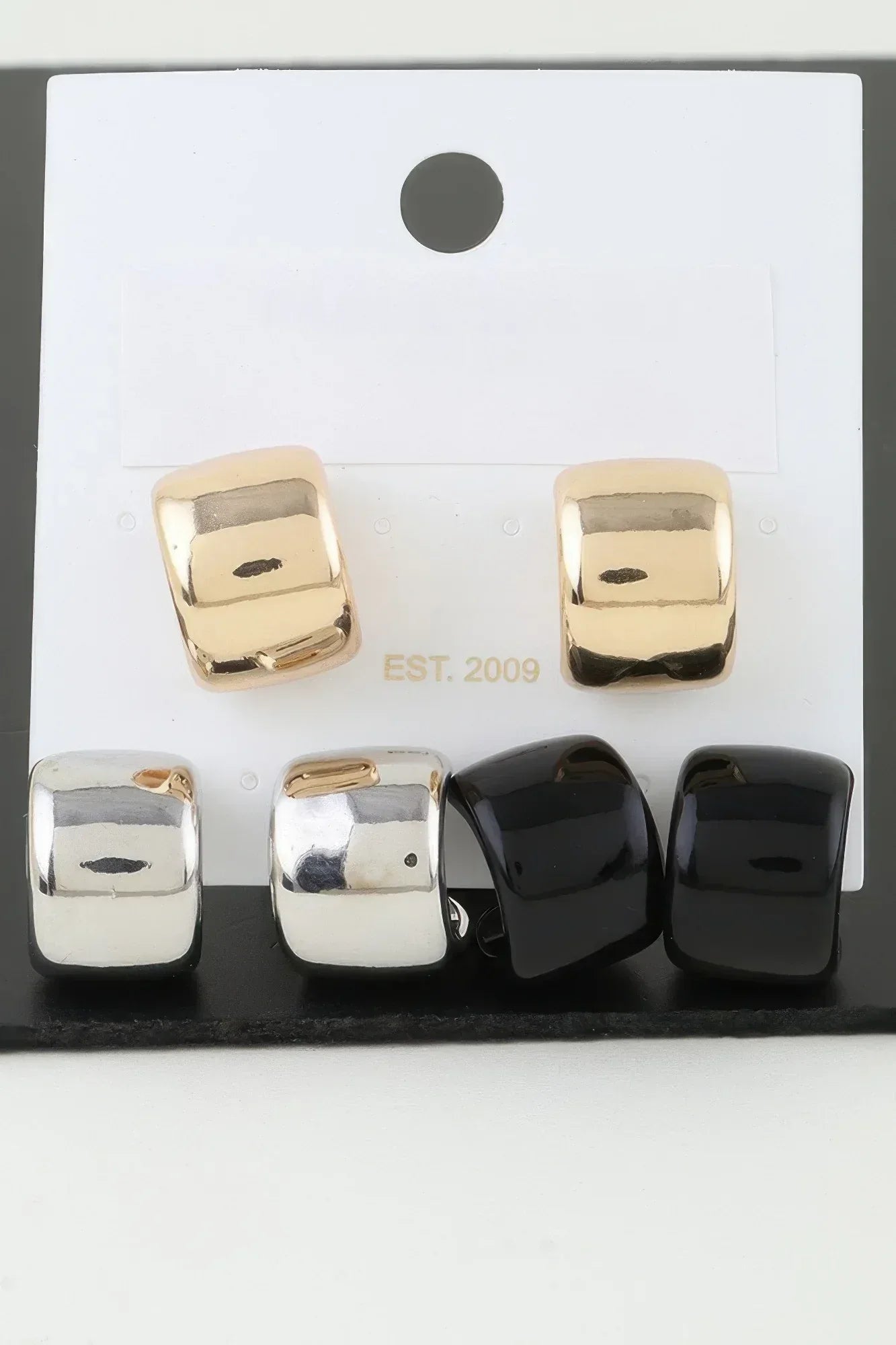 Multi Shiny Wide Hoop Earrings Set Secondary image