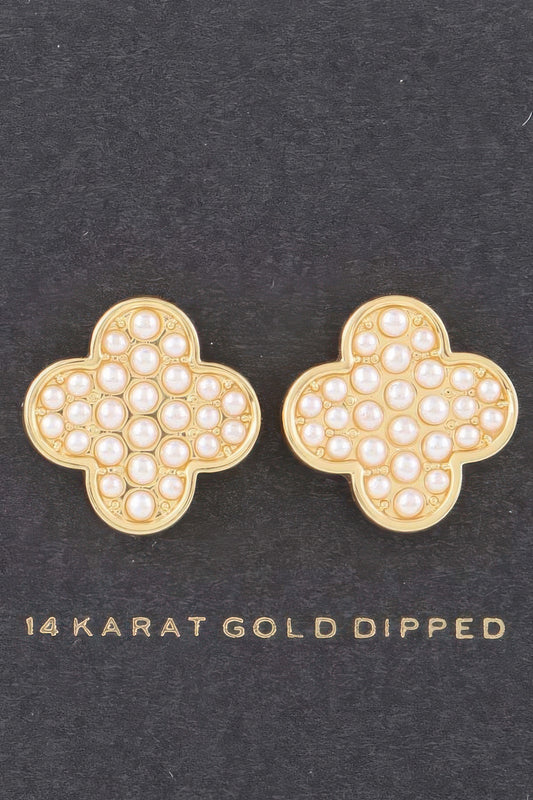 Pearled Clover Stud Earrings | Mixtshop LLC