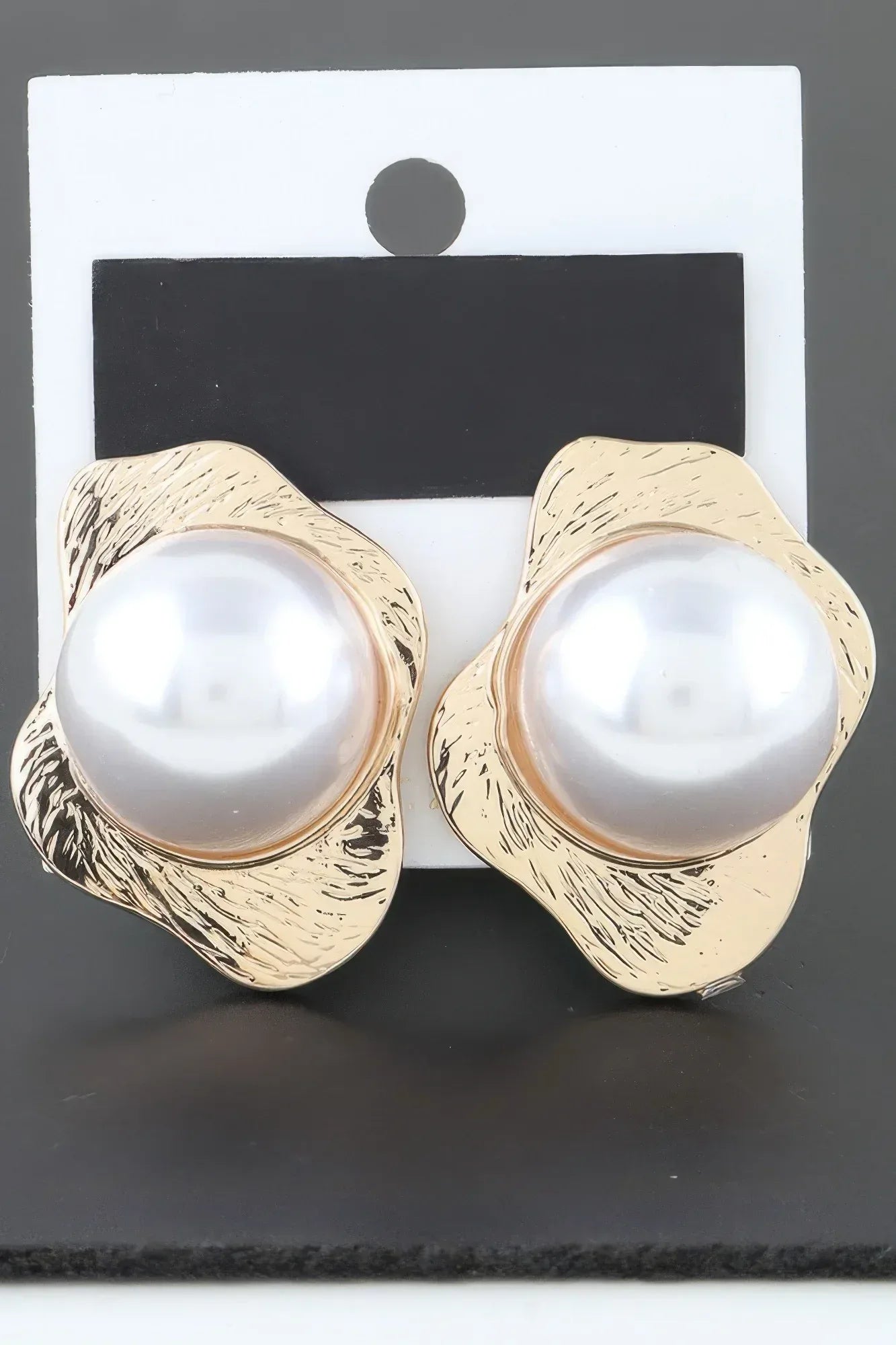 Etched Stone Statement Stud Earrings | Mixtshop LLC Main image