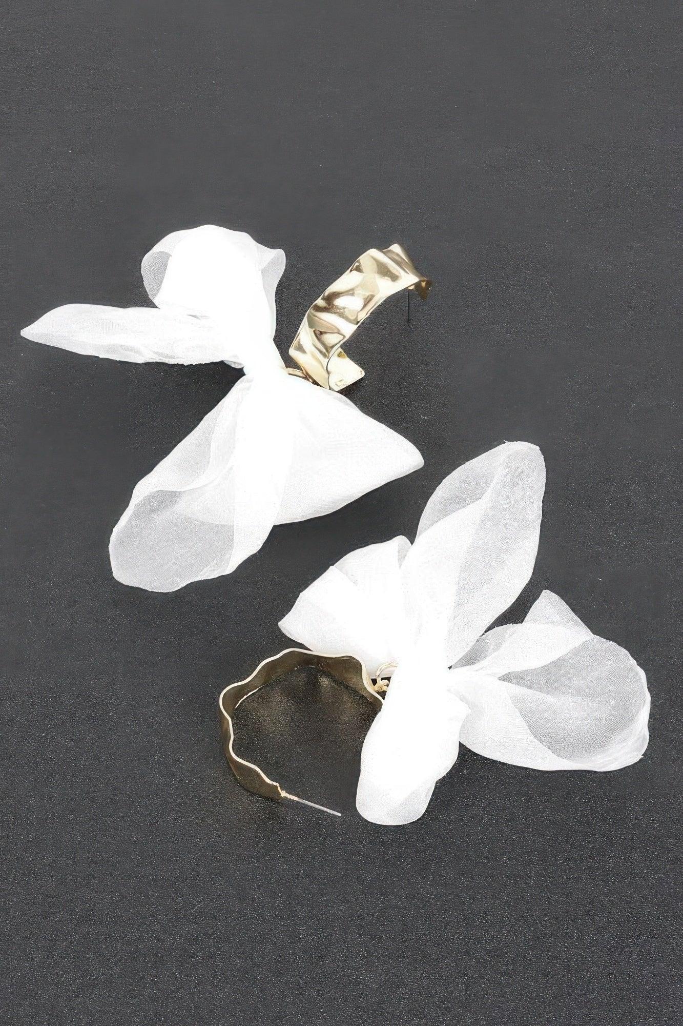 Metal Fabric Flower Earring Secondary image