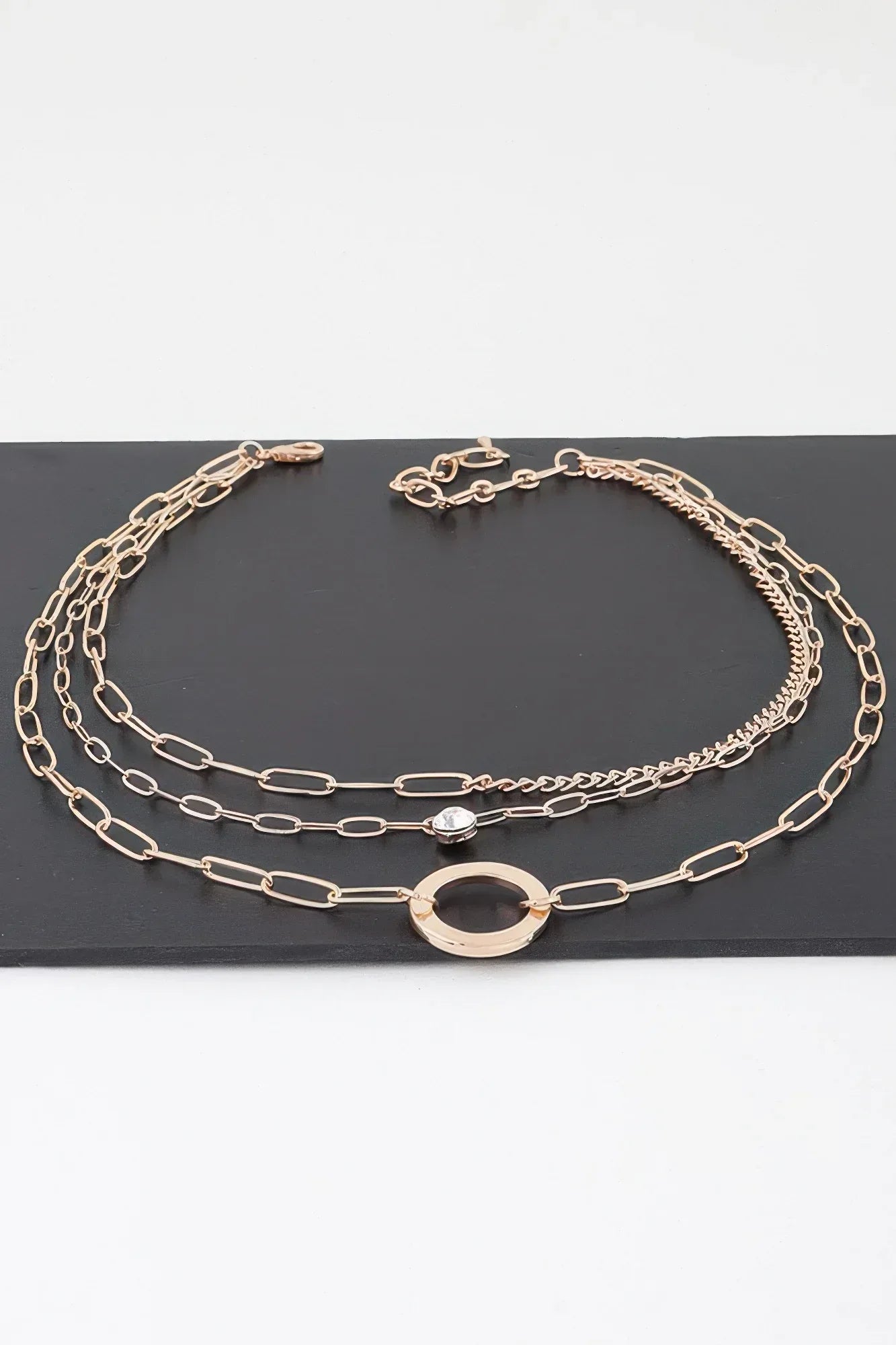 Multilayer Lin Chain Ring Necklace Secondary image