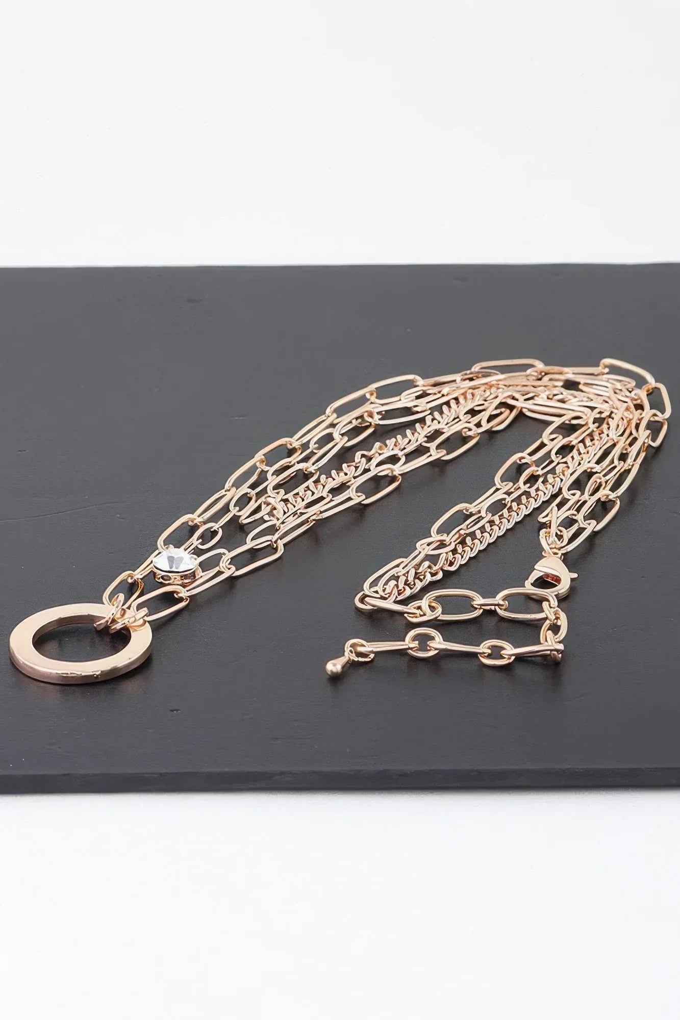 Multilayer Lin Chain Ring Necklace | Mixtshop LLC