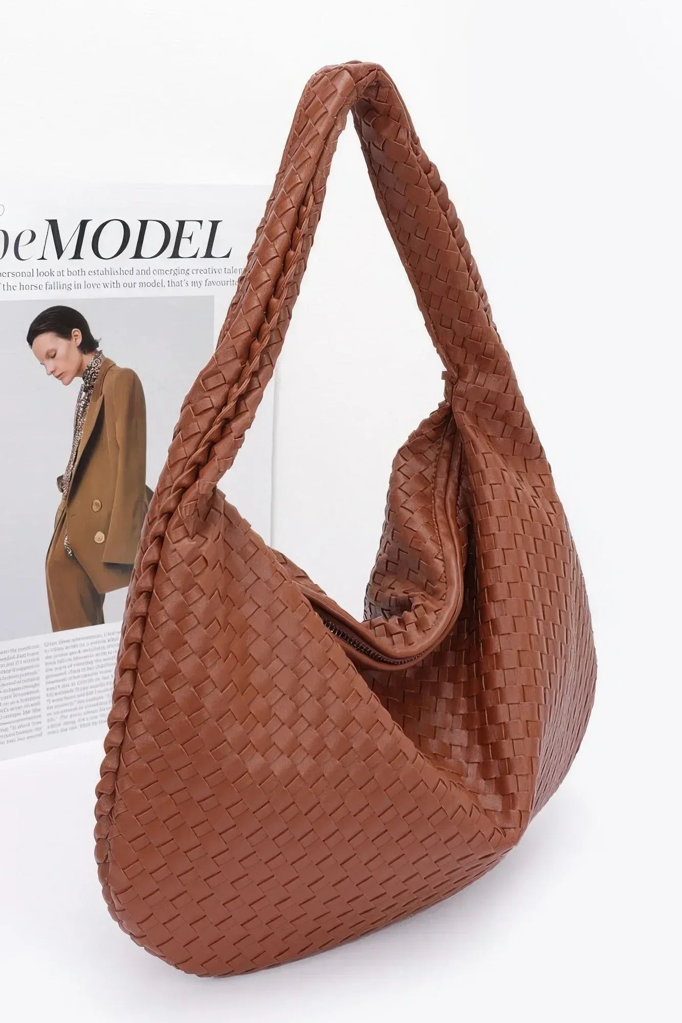 Faux Leather Braided Shoulder Bag Secondary image