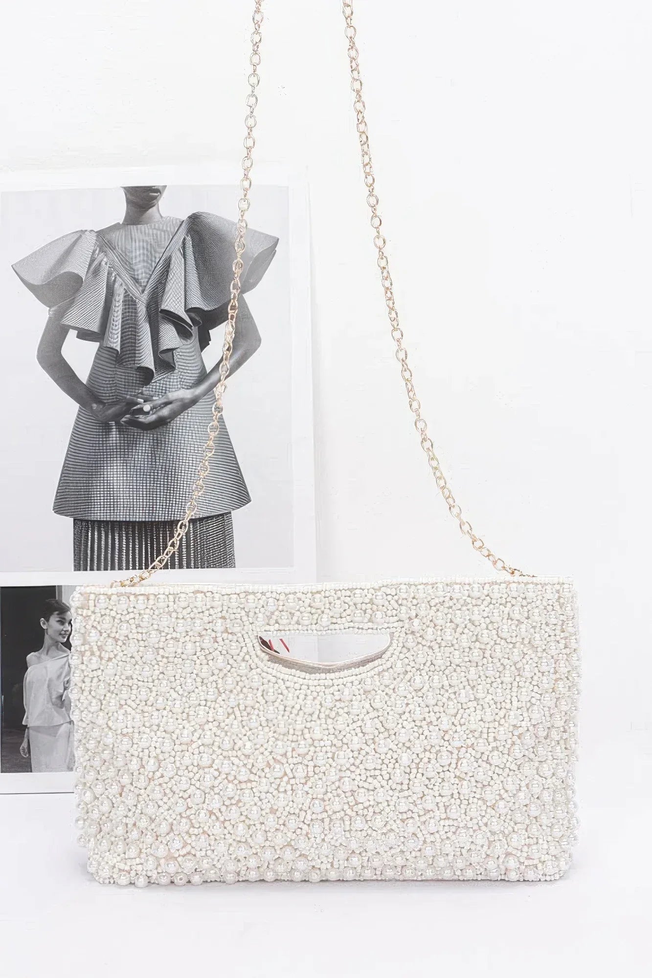 Faux Pearl Handmade Clutch | Mixtshop LLC Main image