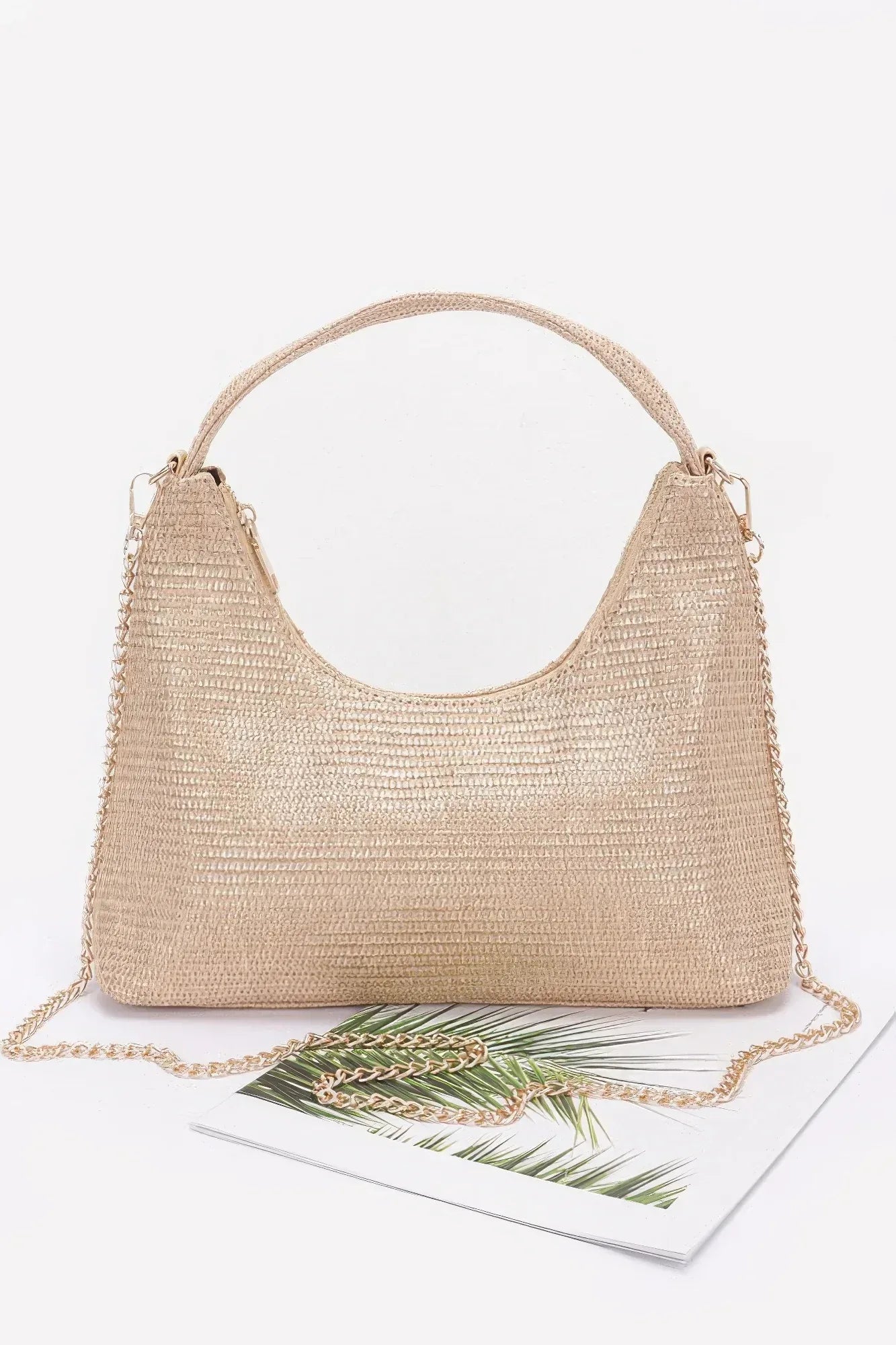 Metallic Faux Straw Hobo Bag | Mixtshop LLC Main image
