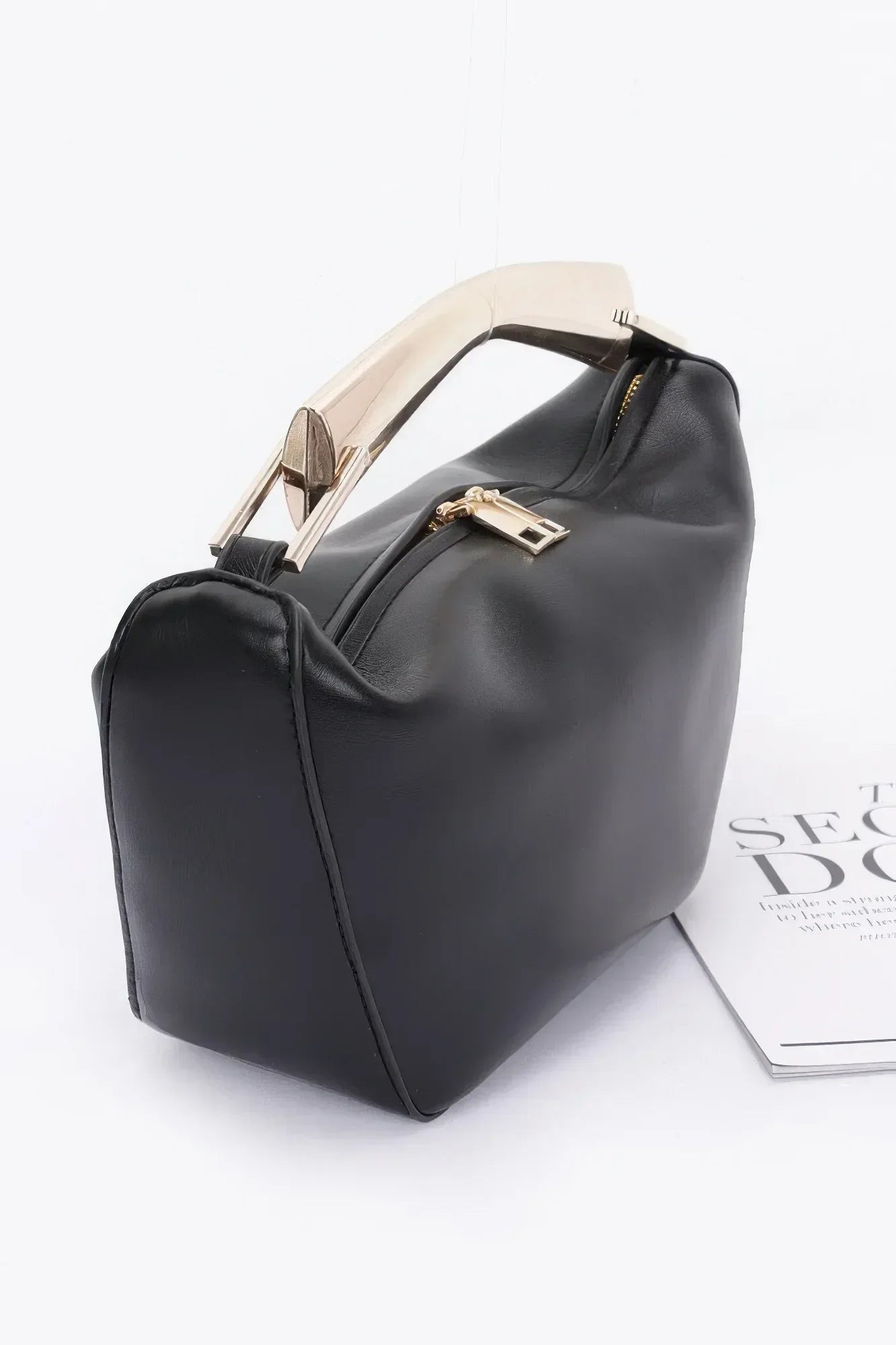 Faux Leather Metal Handle Bag Secondary image