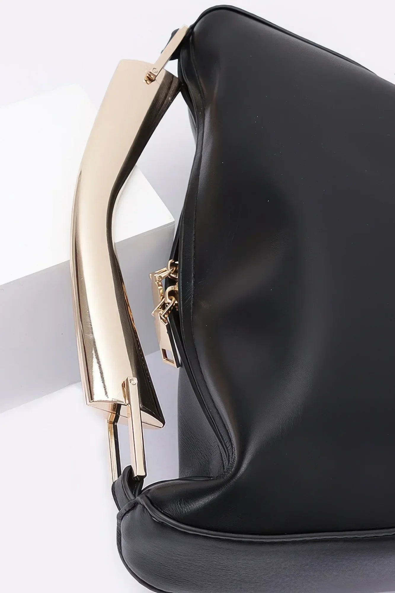 Faux Leather Metal Handle Bag | Mixtshop LLC