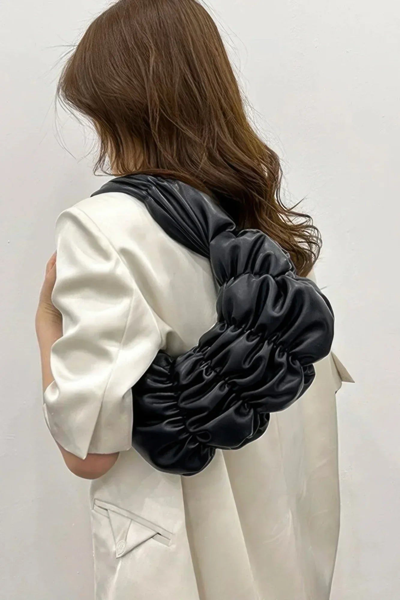 Pleated Faux Leather Shoulder Bag | Mixtshop LLC