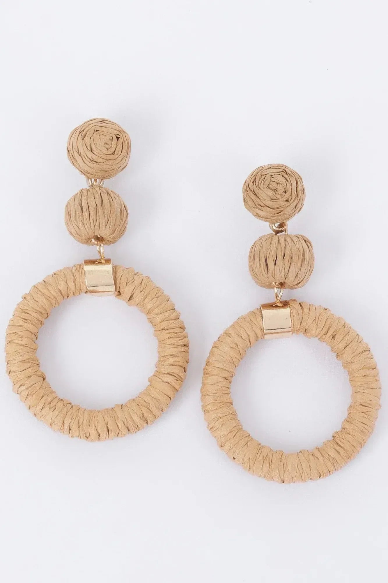 Round Faux Straw Earring | Mixtshop LLC Main image