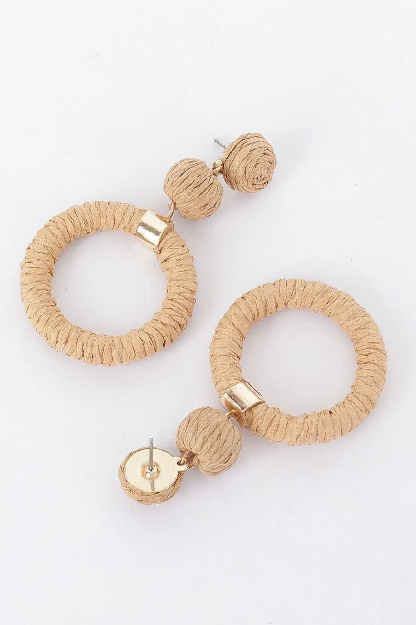 Round Faux Straw Earring Secondary image