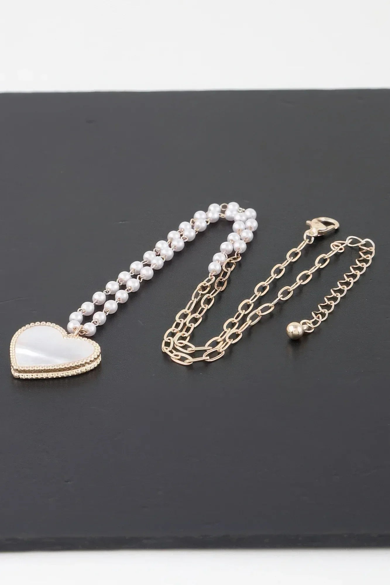 Pearled Marble Heart Necklace Secondary image