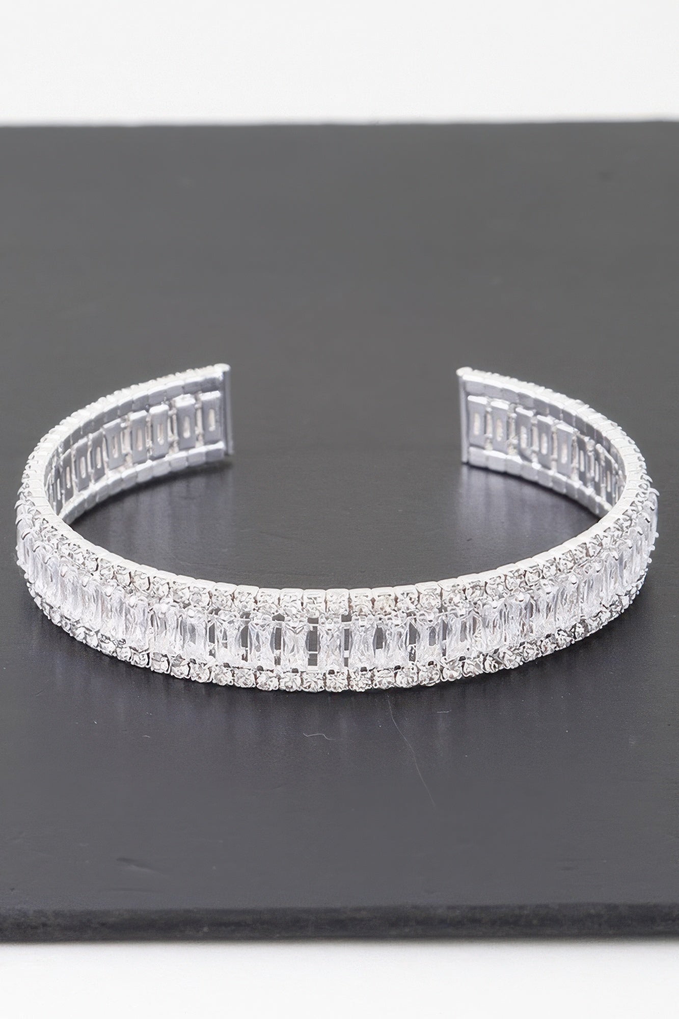 Wide Cubic Zirconia Cuff Bracelet Secondary image