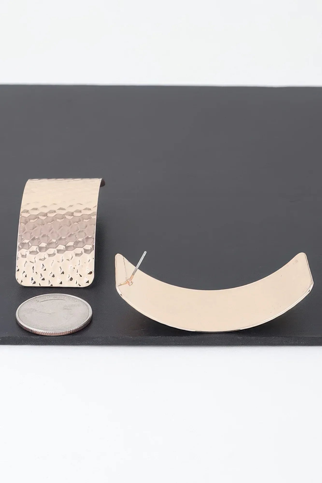 Indented Curved Plate Earrings Secondary image