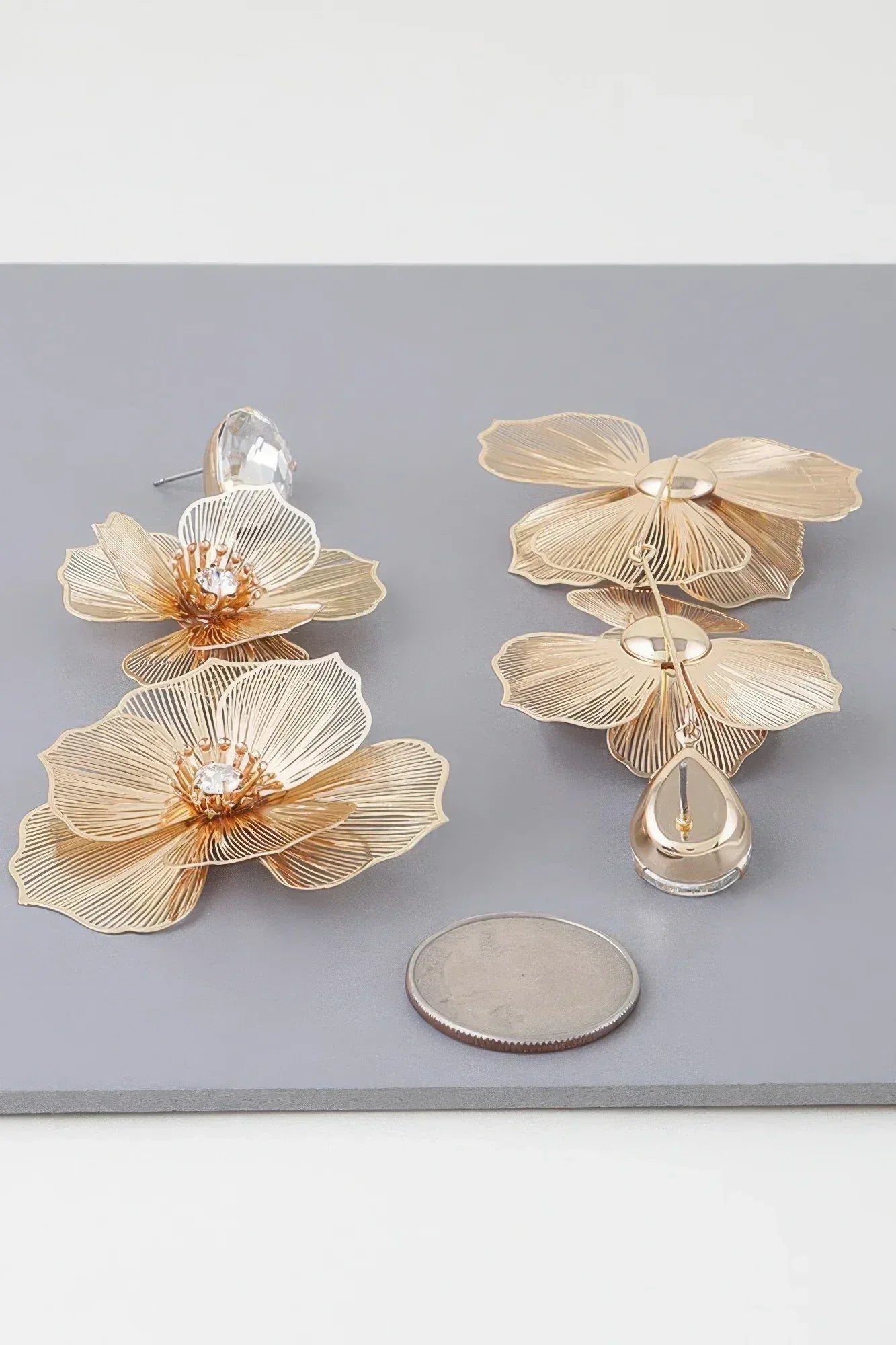 Jewel Flower Teardrop Earrings Secondary image