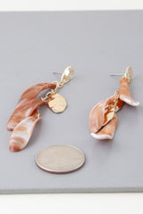 Shiny Marble Feather Drop Earrings | Mixtshop LLC