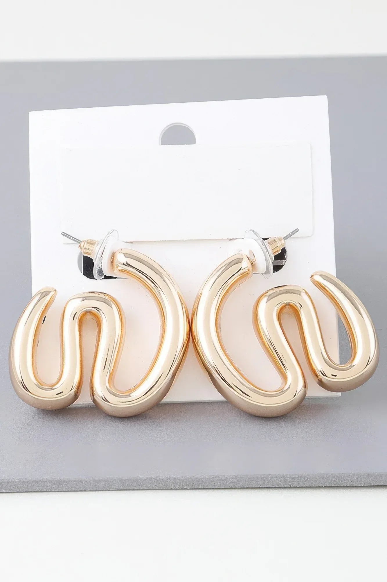 Shiny Wave Bend Earrings | Mixtshop LLC Main image