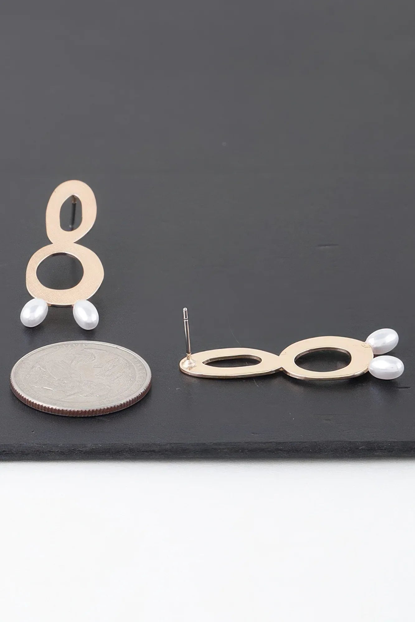 Open Abstract Pearl Drop Earrings Secondary image