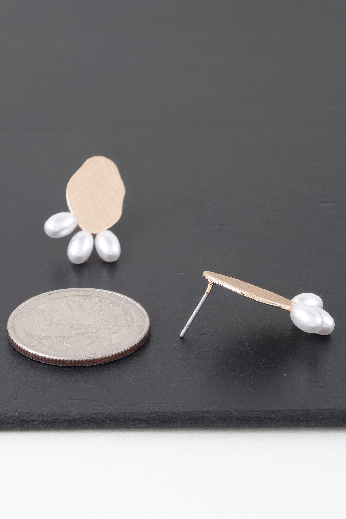 Triple Pearled Drop Earrings Secondary image