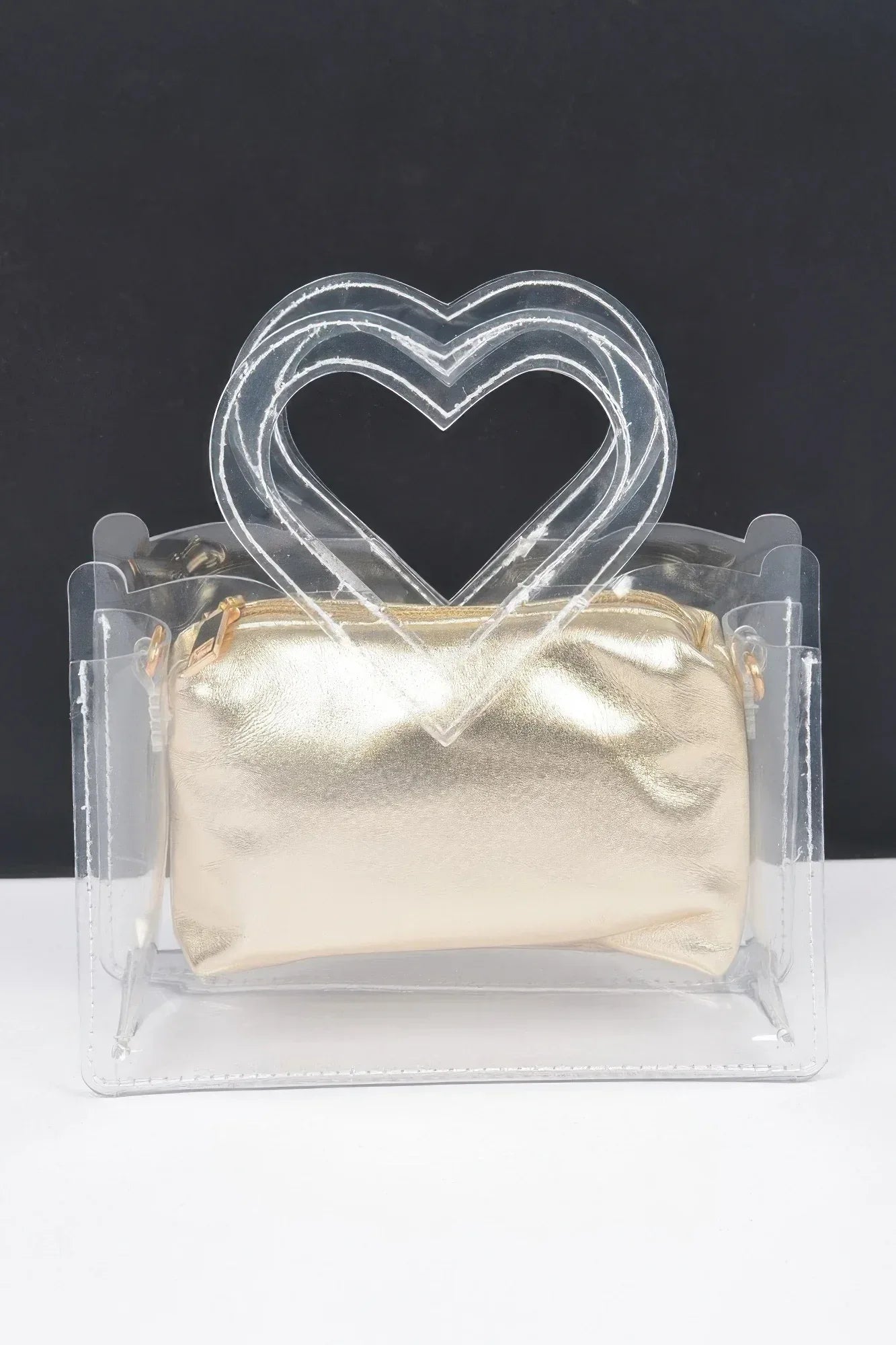 Transparent Heart Shape Handle Clutch W/pouch | Mixtshop LLC Main image