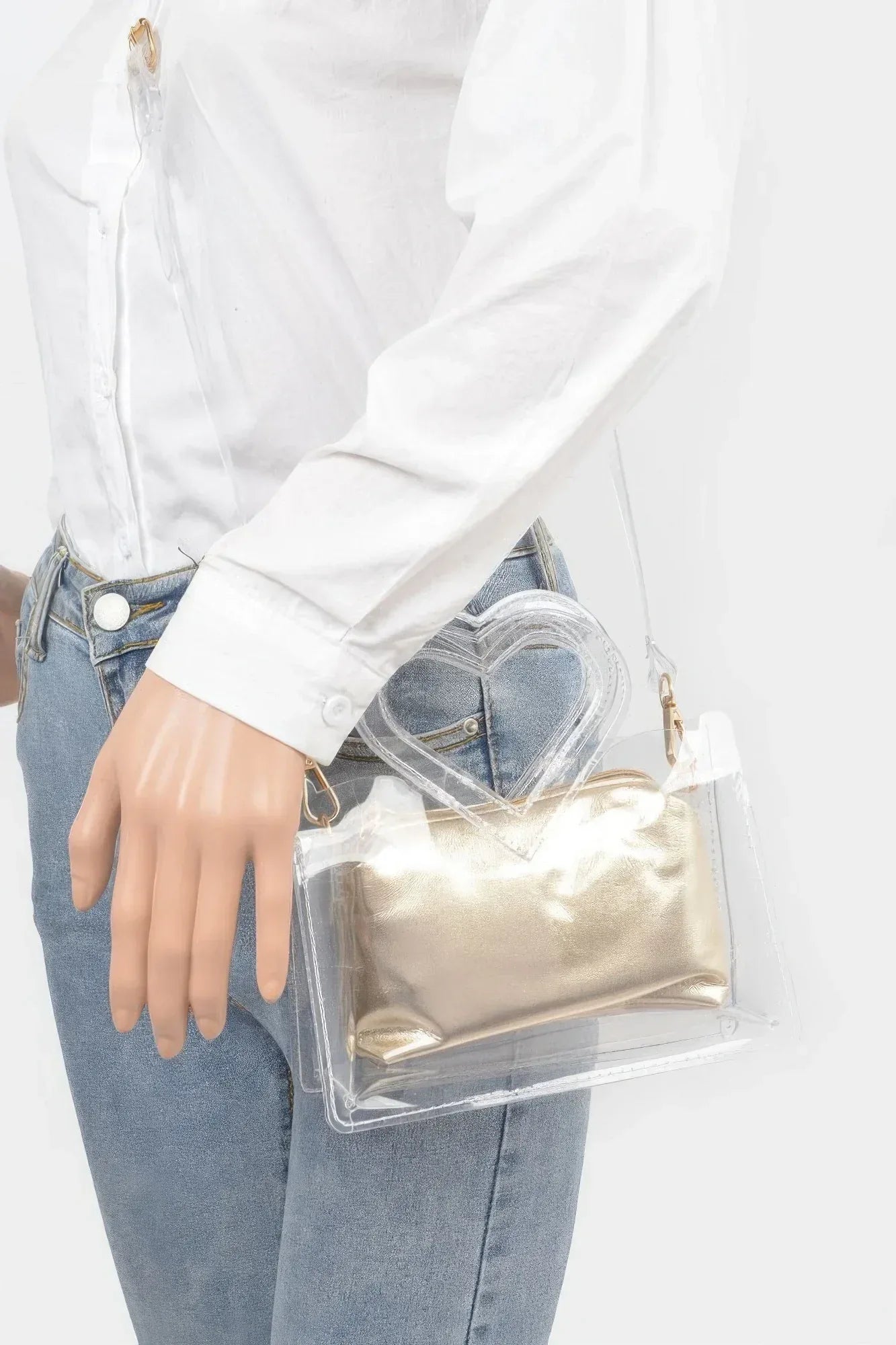 Transparent Heart Shape Handle Clutch W/pouch Secondary image