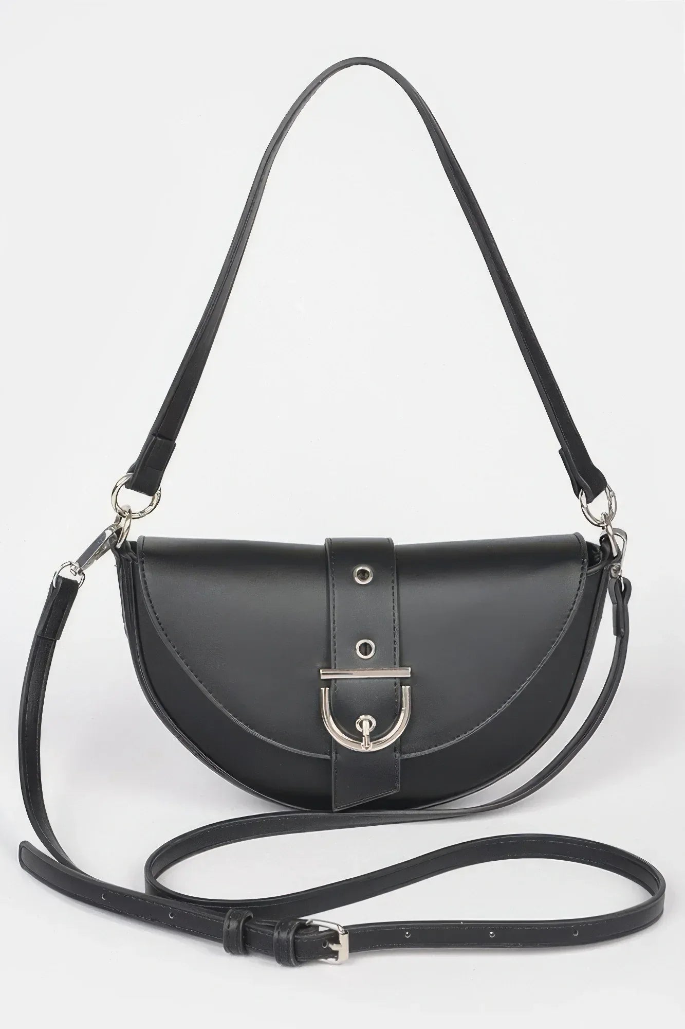 Faux Leather Buckle Shoulder Bag | Mixtshop LLC Main image