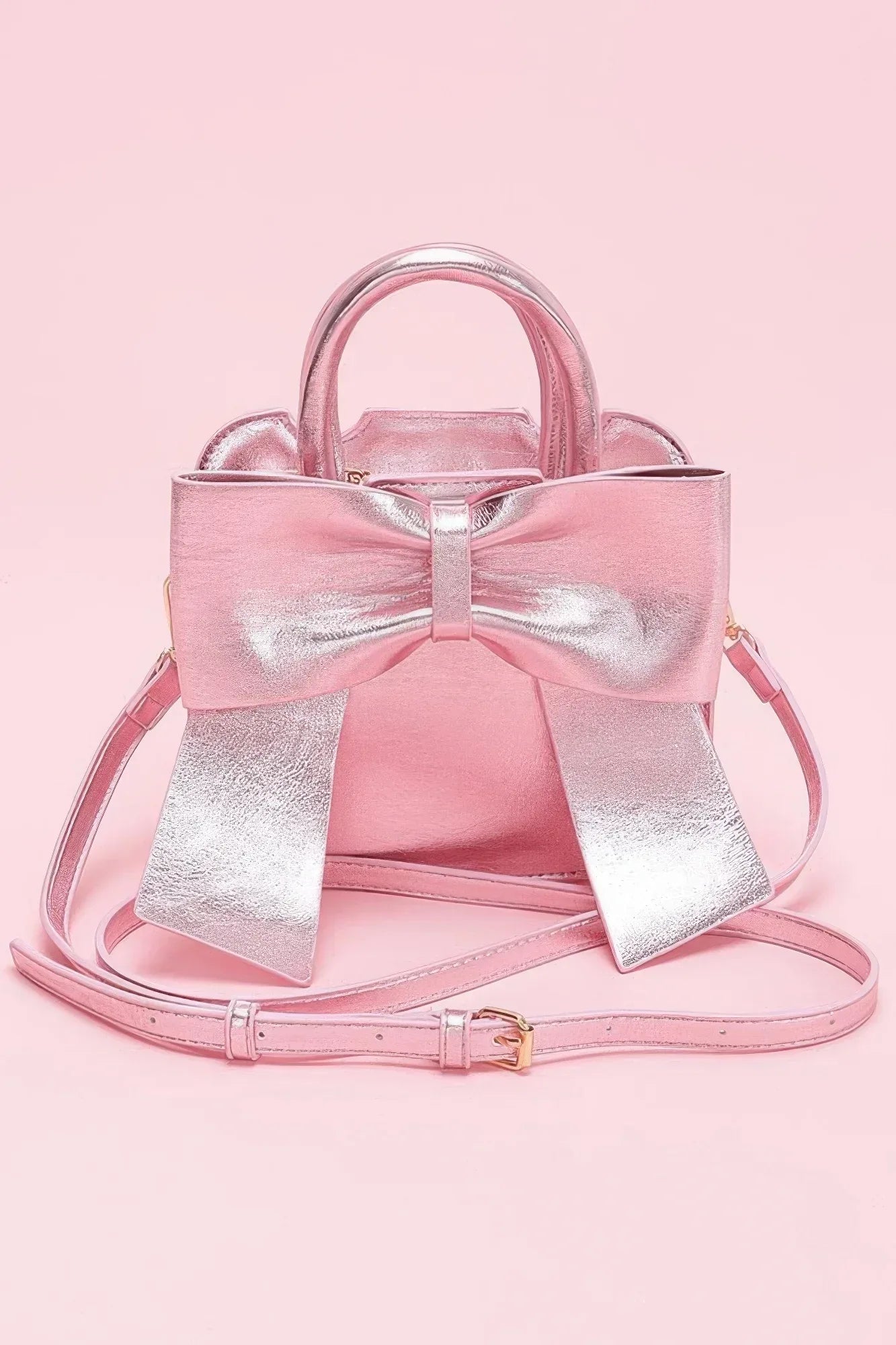 Metallic Bow Front Top Handle Clutch | Mixtshop LLC Main image