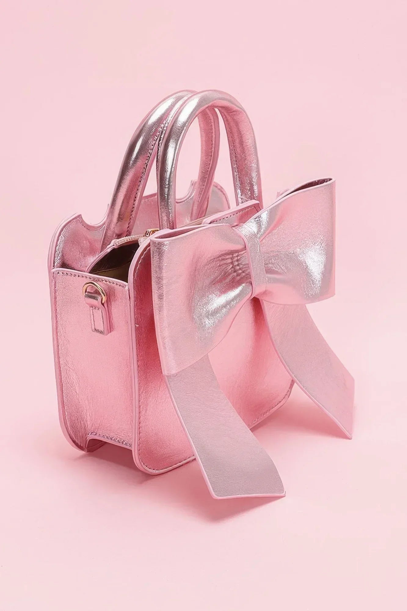 Metallic Bow Front Top Handle Clutch Secondary image