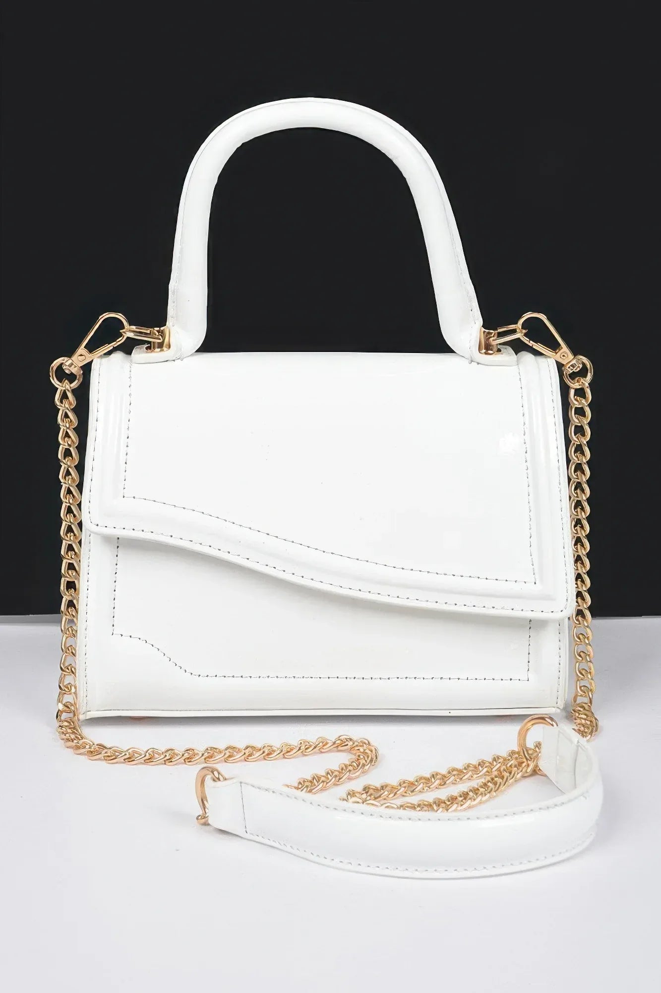 Enamel Faux Leather Top Handle Bag | Mixtshop LLC
