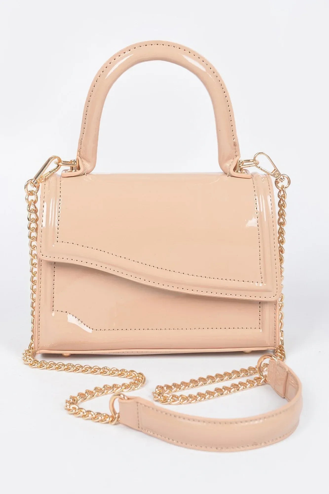 Enamel Faux Leather Top Handle Bag | Mixtshop LLC