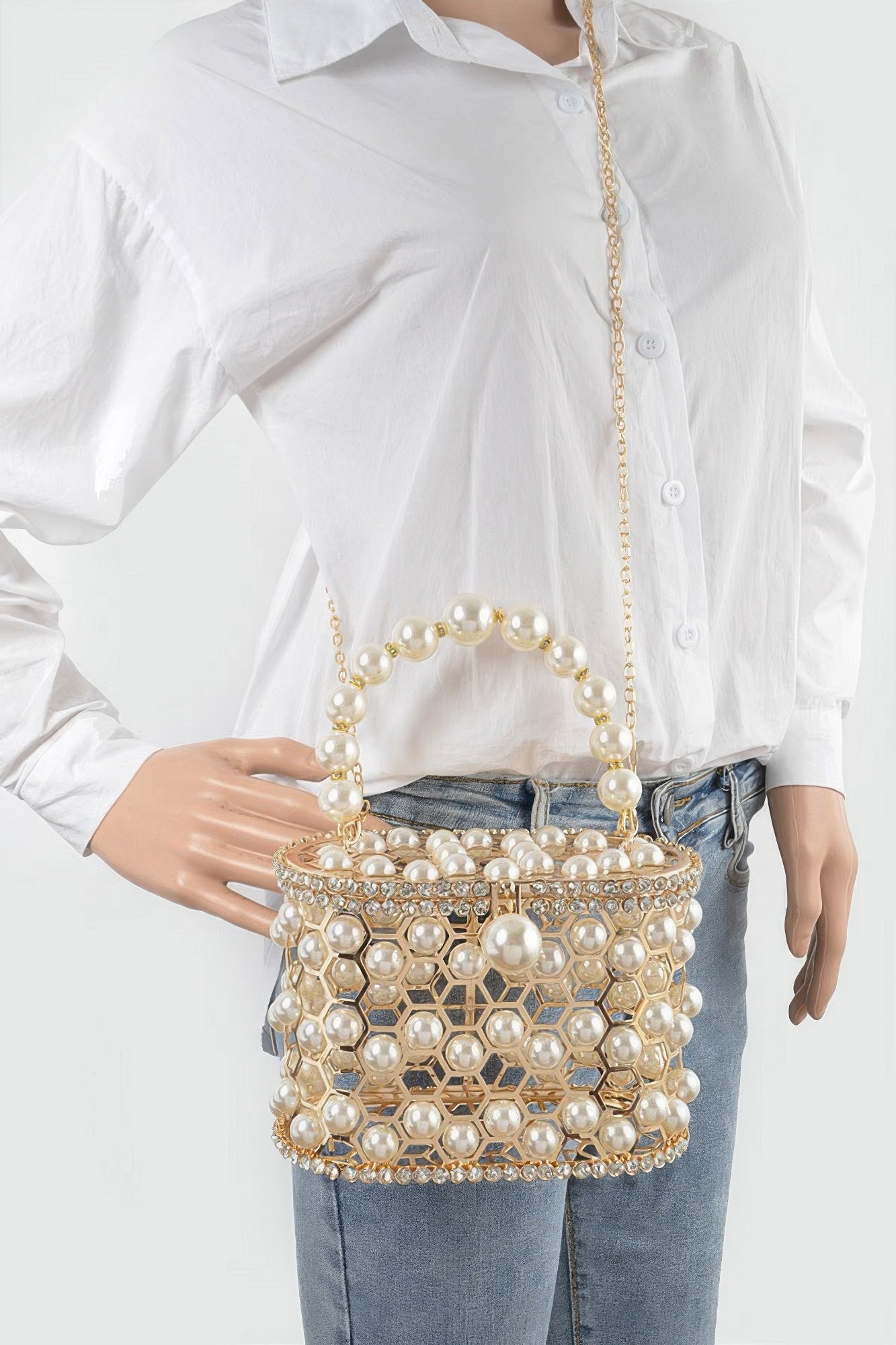 Faux Pearl Mesh Party Clutch | Mixtshop LLC