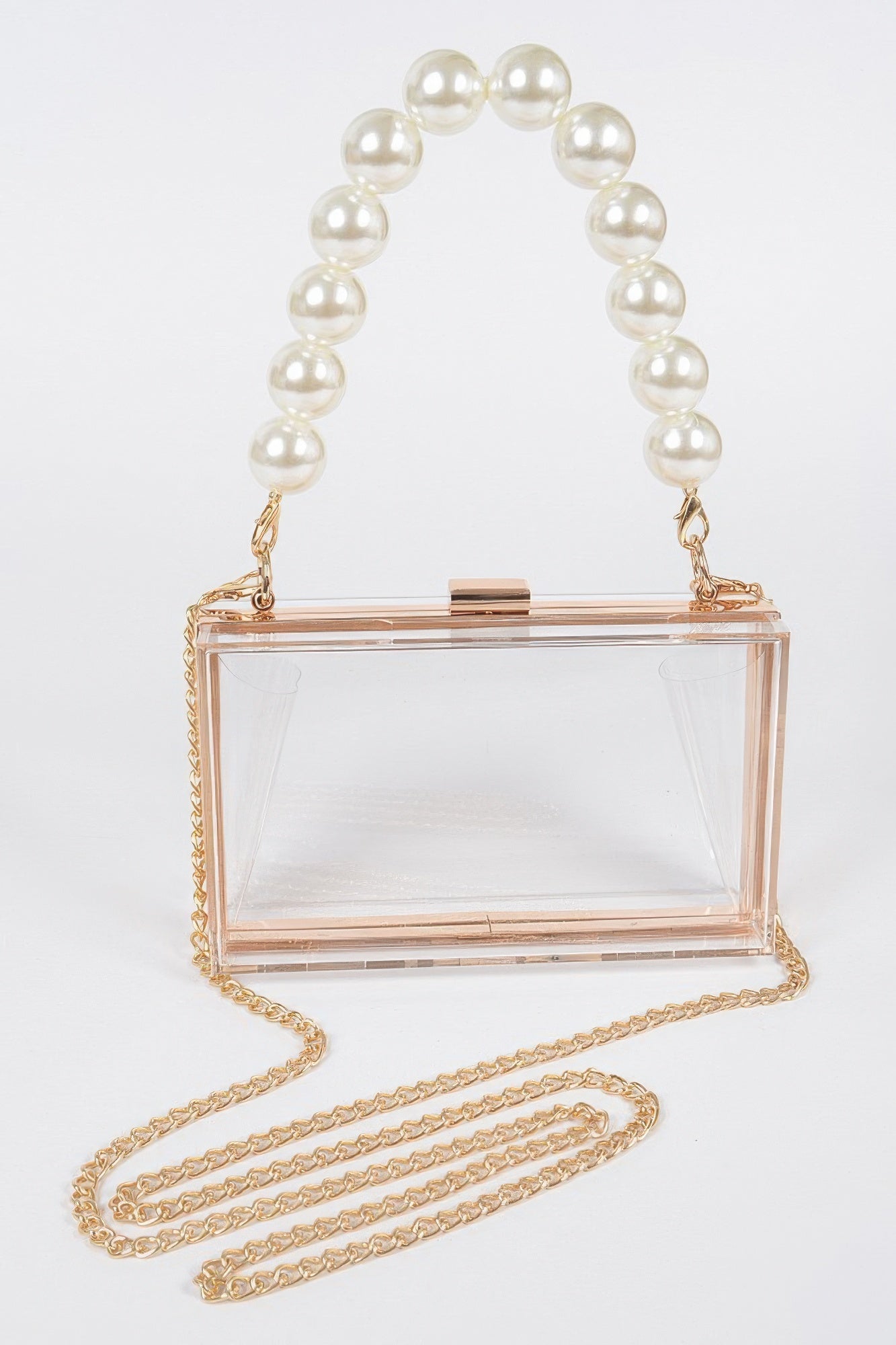 Pearl Handle Transparent Frame Clutch | Mixtshop LLC