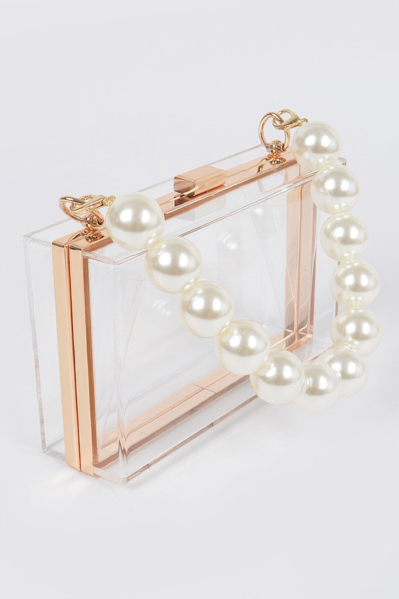 Pearl Handle Transparent Frame Clutch | Mixtshop LLC