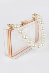 Pearl Handle Transparent Frame Clutch | Mixtshop LLC