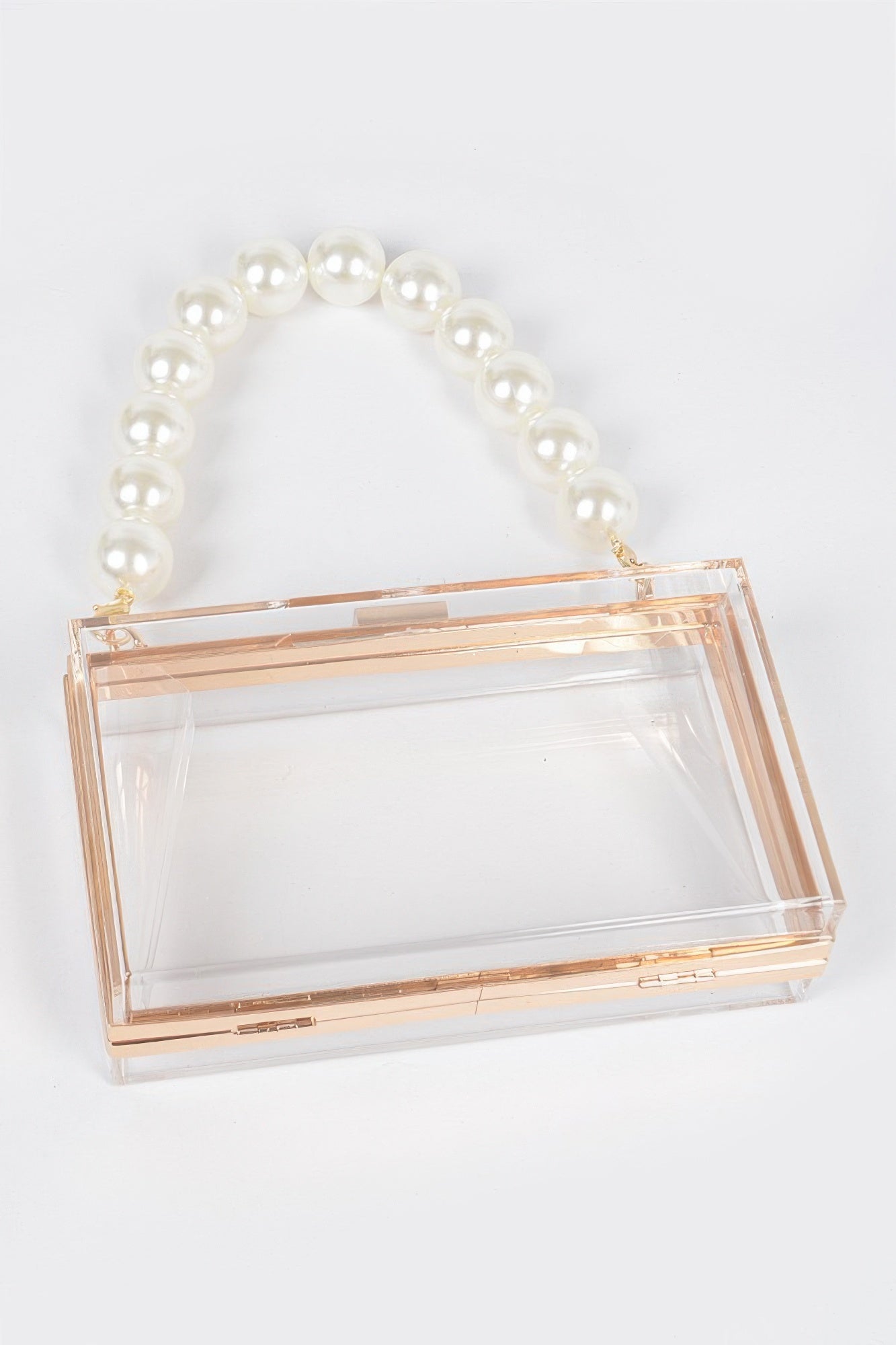 Pearl Handle Transparent Frame Clutch | Mixtshop LLC