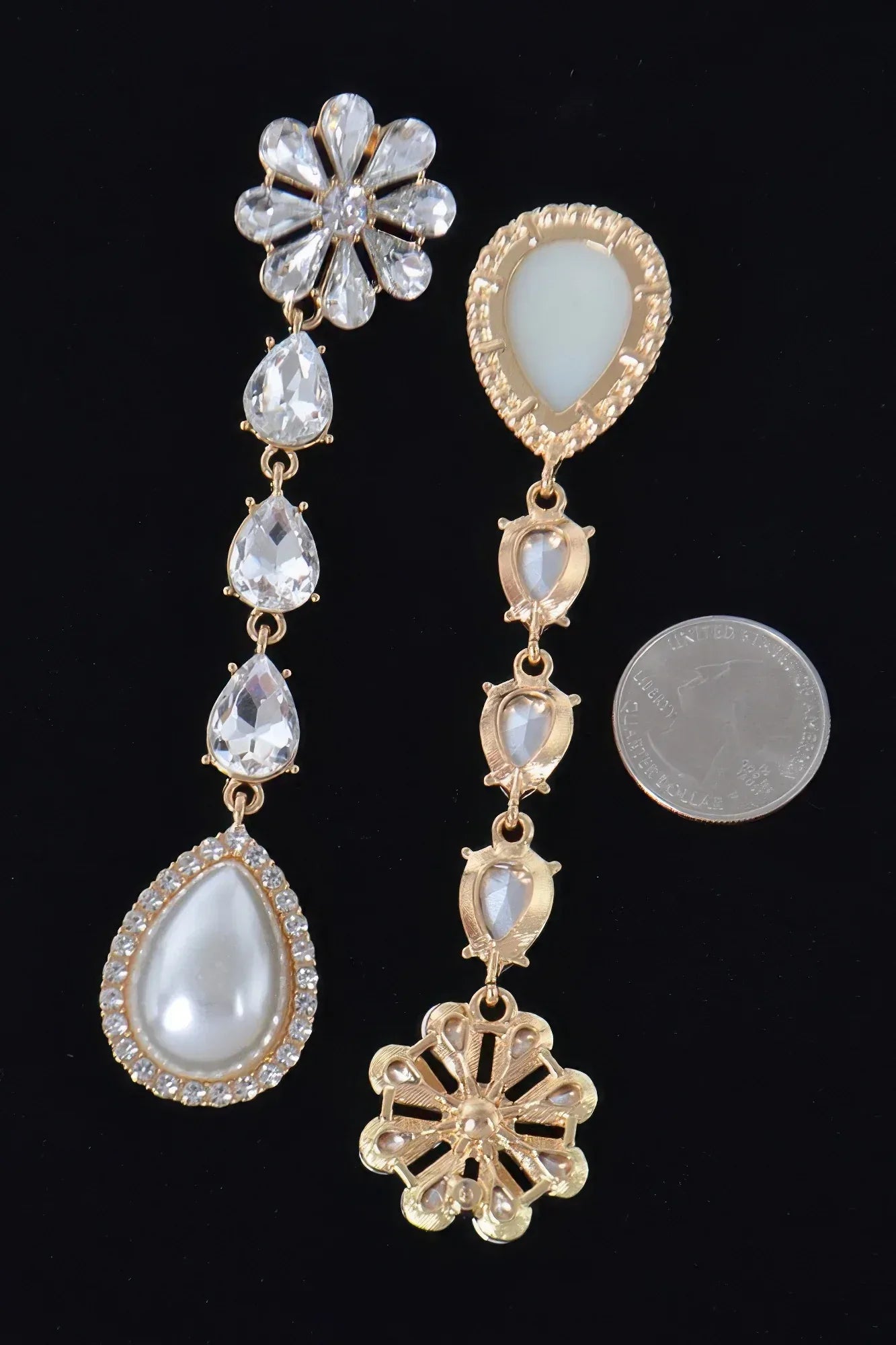 Pearl Rhinestone Drop Earring Secondary image